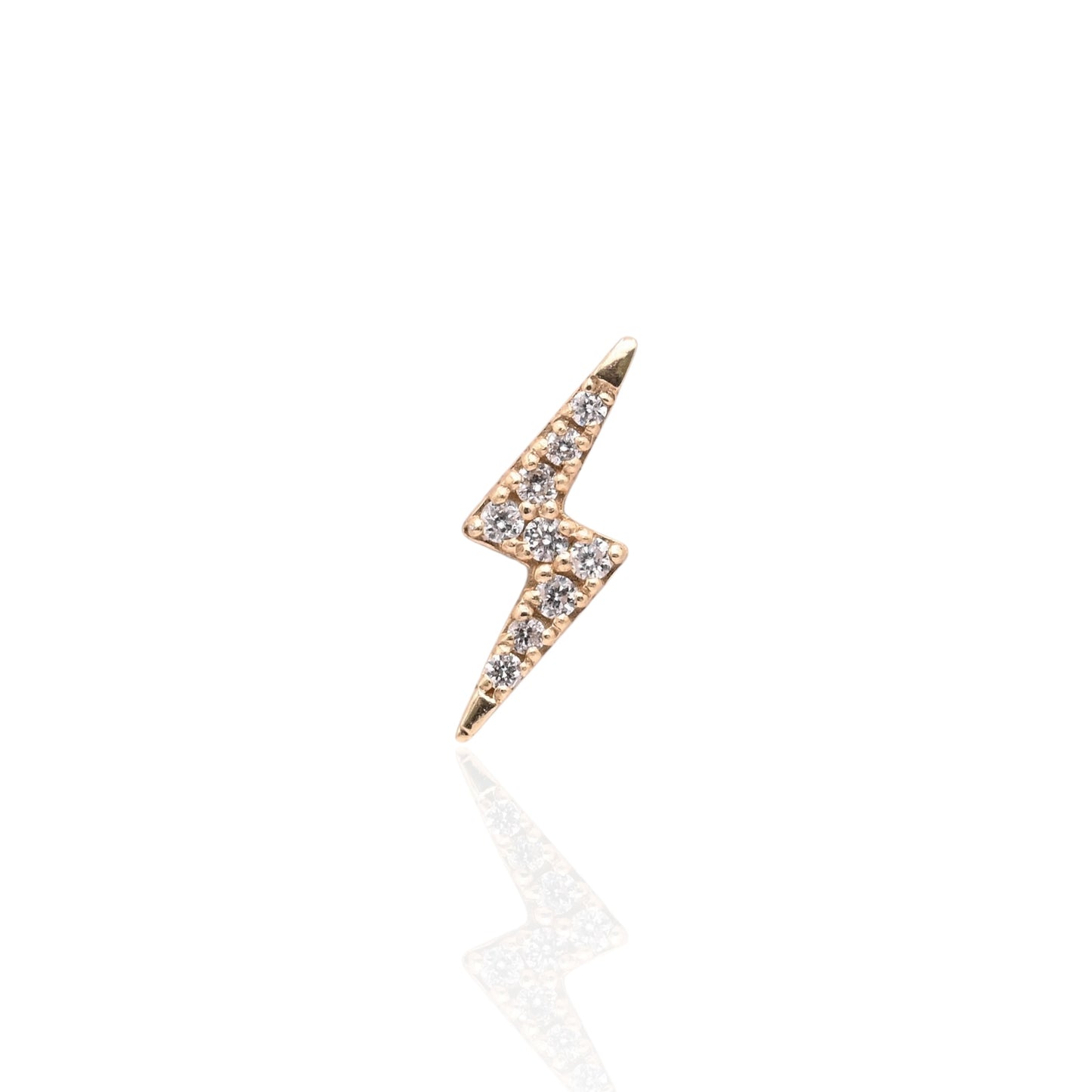 Diamond Lightning Stud Earrings 14K Yellow Gold with Butterfly Backs 0.09cttw