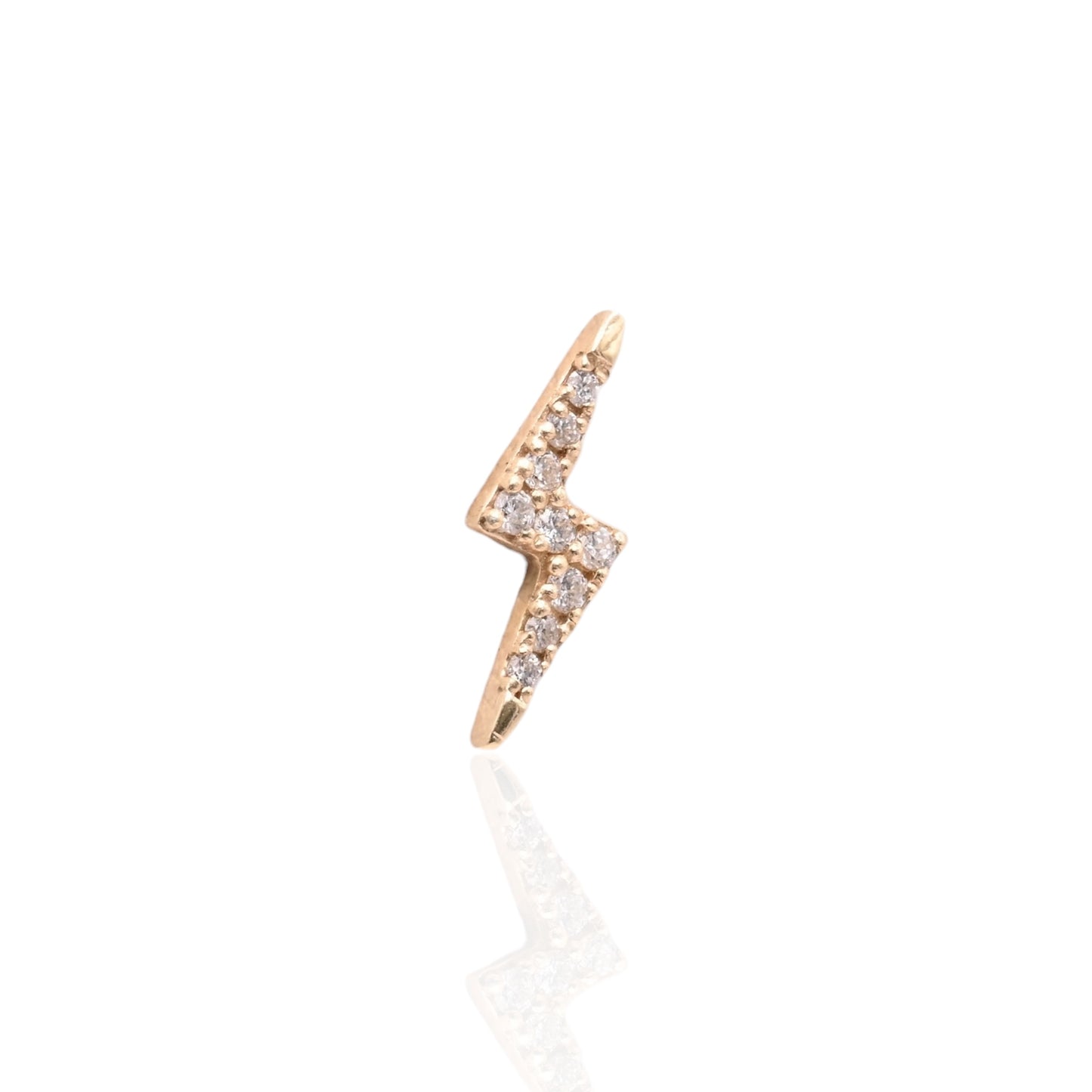 Diamond Lightning Stud Earrings 14K Yellow Gold with Butterfly Backs 0.09cttw