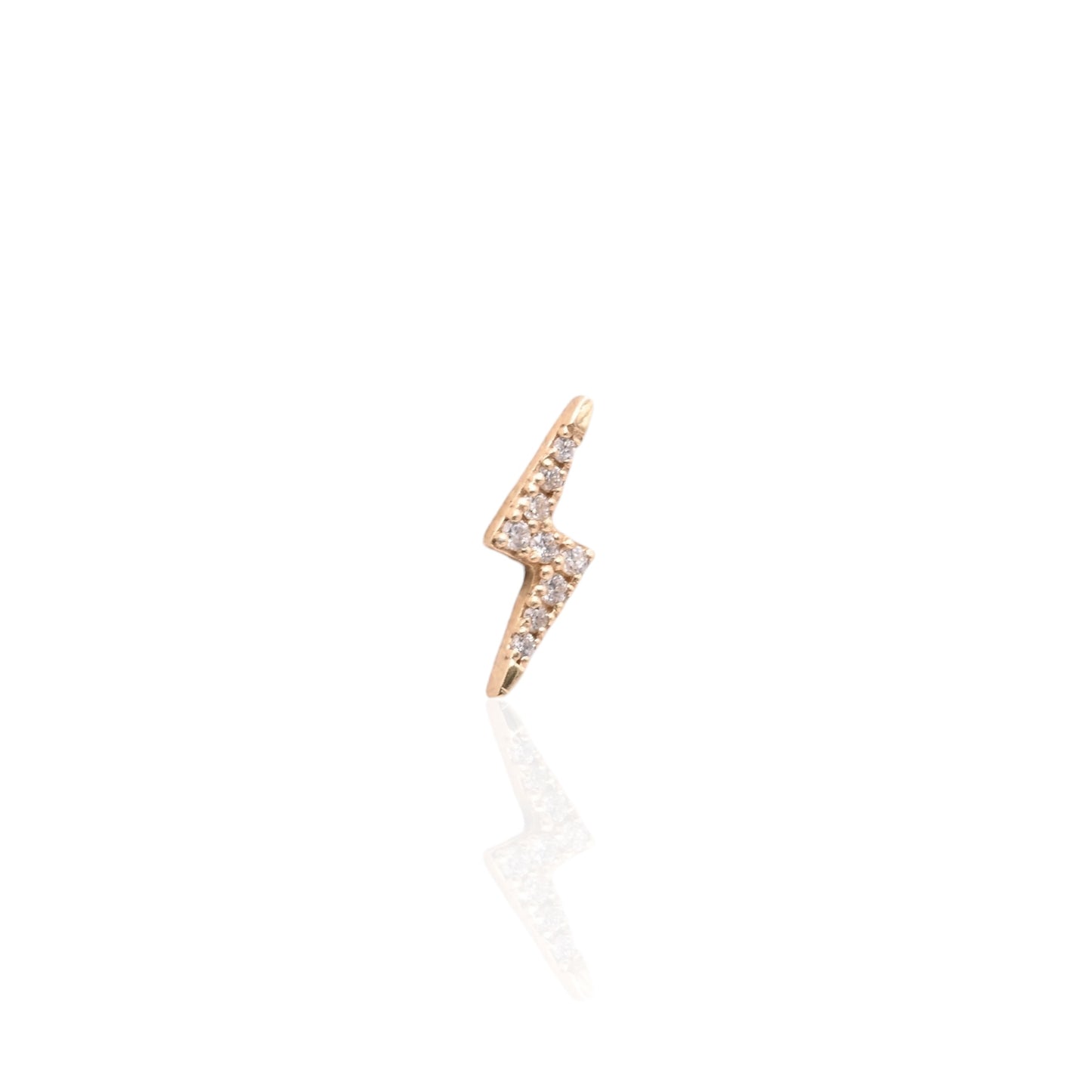 Diamond Lightning Stud Earrings 14K Yellow Gold with Butterfly Backs 0.09cttw