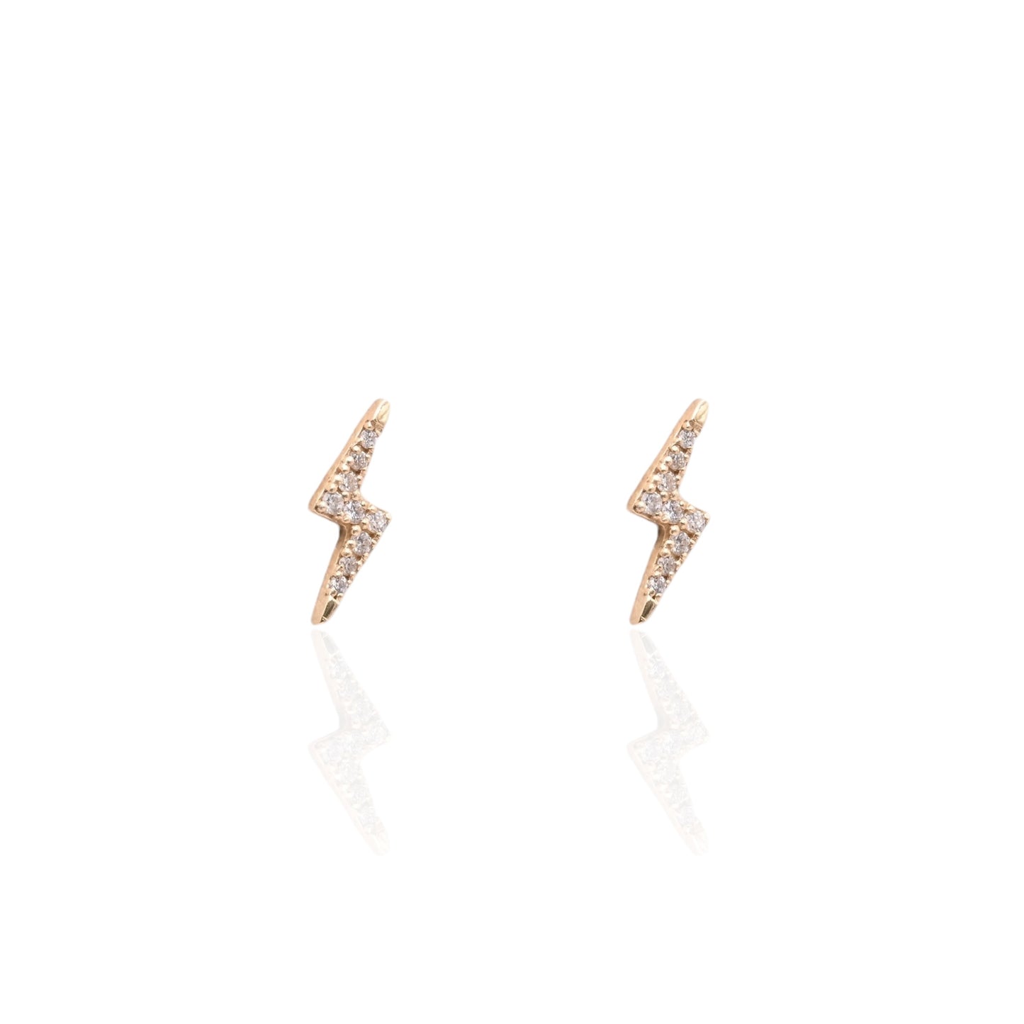 Diamond Lightning Stud Earrings 14K Yellow Gold with Butterfly Backs 0.09cttw