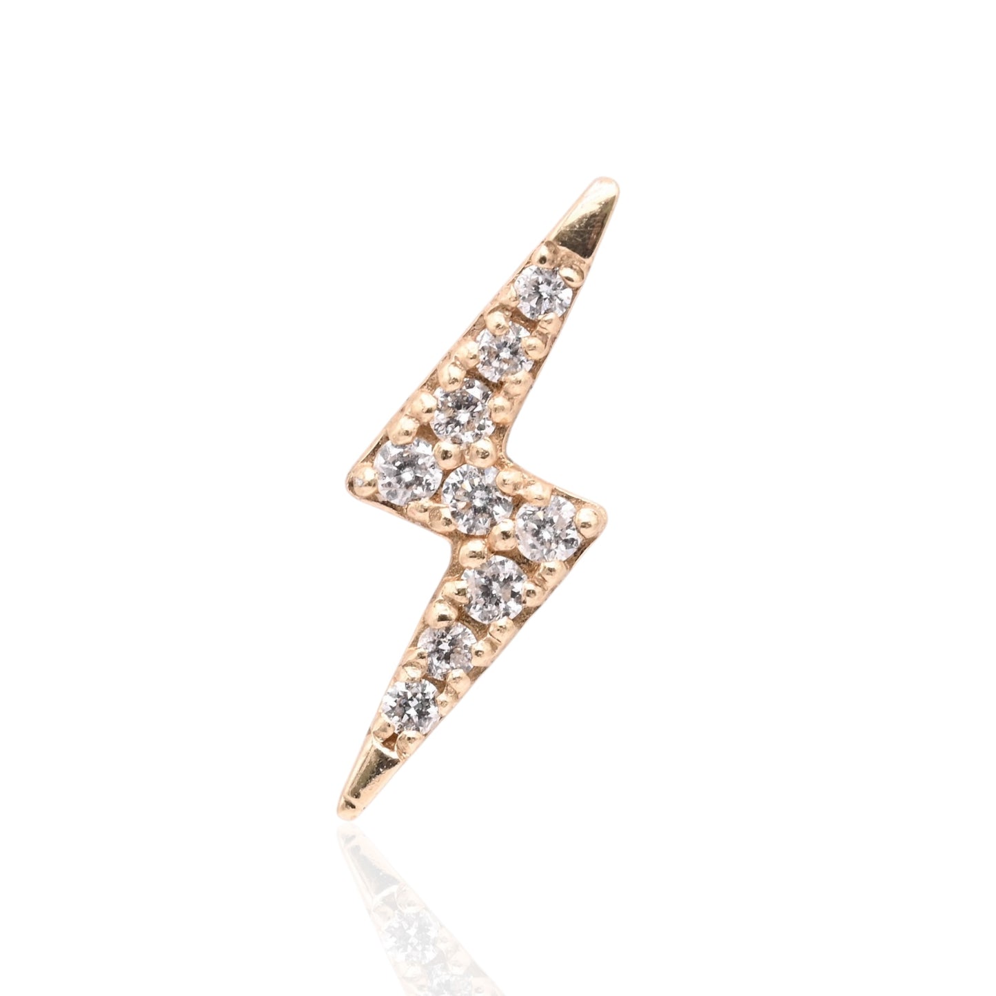 Diamond Lightning Stud Earrings 14K Yellow Gold with Butterfly Backs 0.09cttw