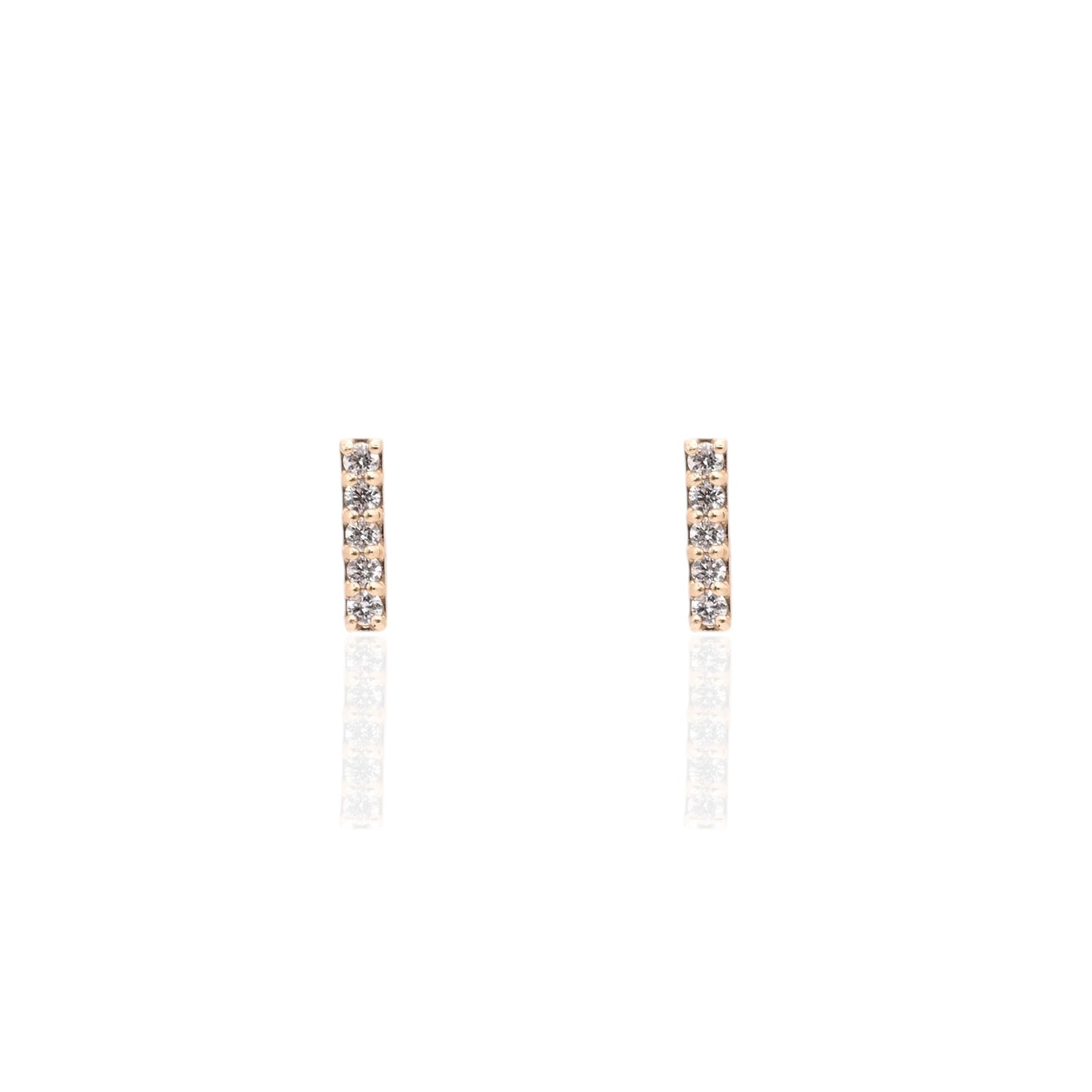 Diamond Bar Stud Earrings 14K Yellow Gold with Butterfly Backs 0.075cttw