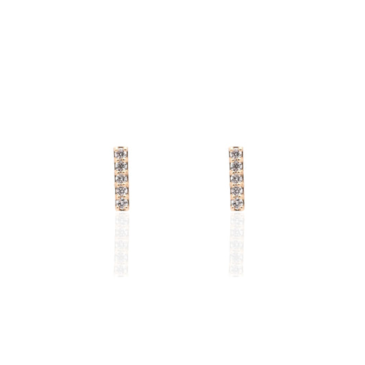 Diamond Bar Stud Earrings 14K Yellow Gold with Butterfly Backs 0.075cttw
