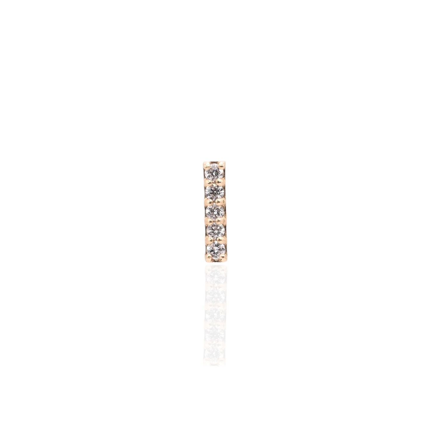 Diamond Bar Stud Earrings 14K Yellow Gold with Butterfly Backs 0.075cttw