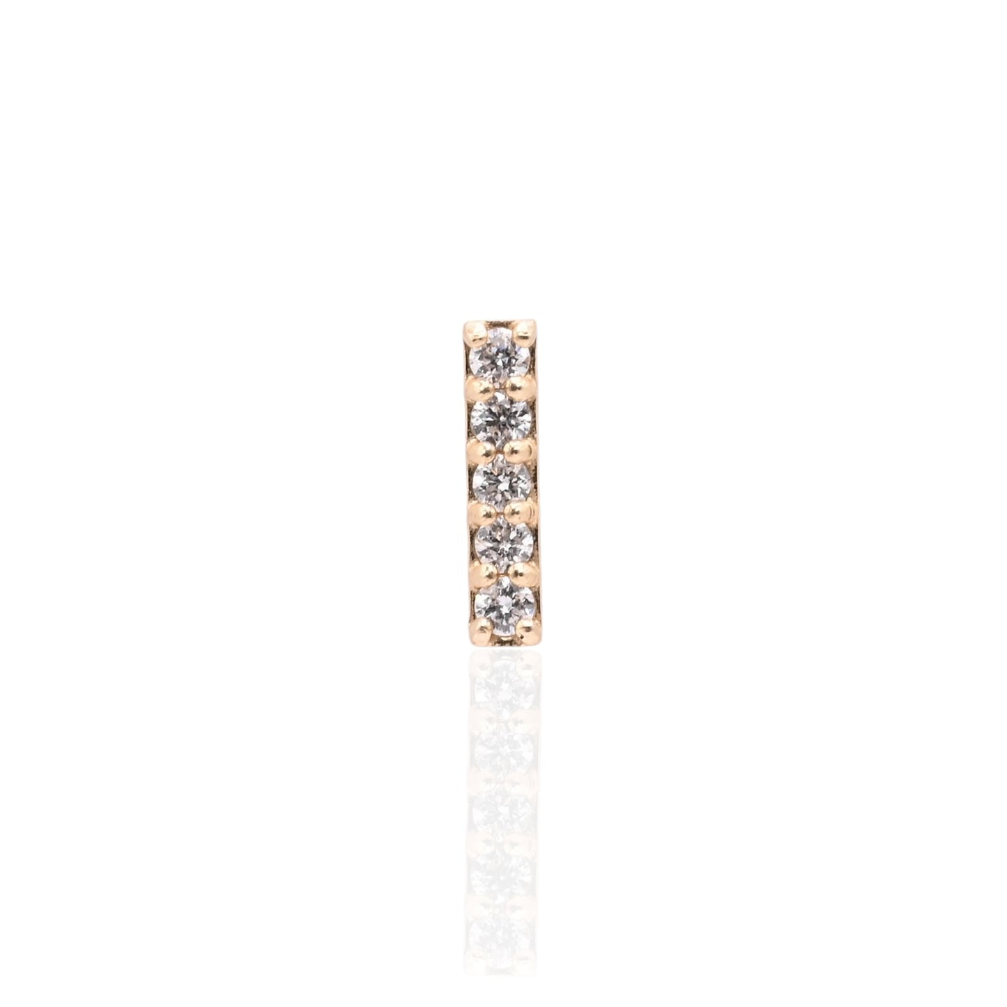 Diamond Bar Stud Earrings 14K Yellow Gold with Butterfly Backs 0.075cttw