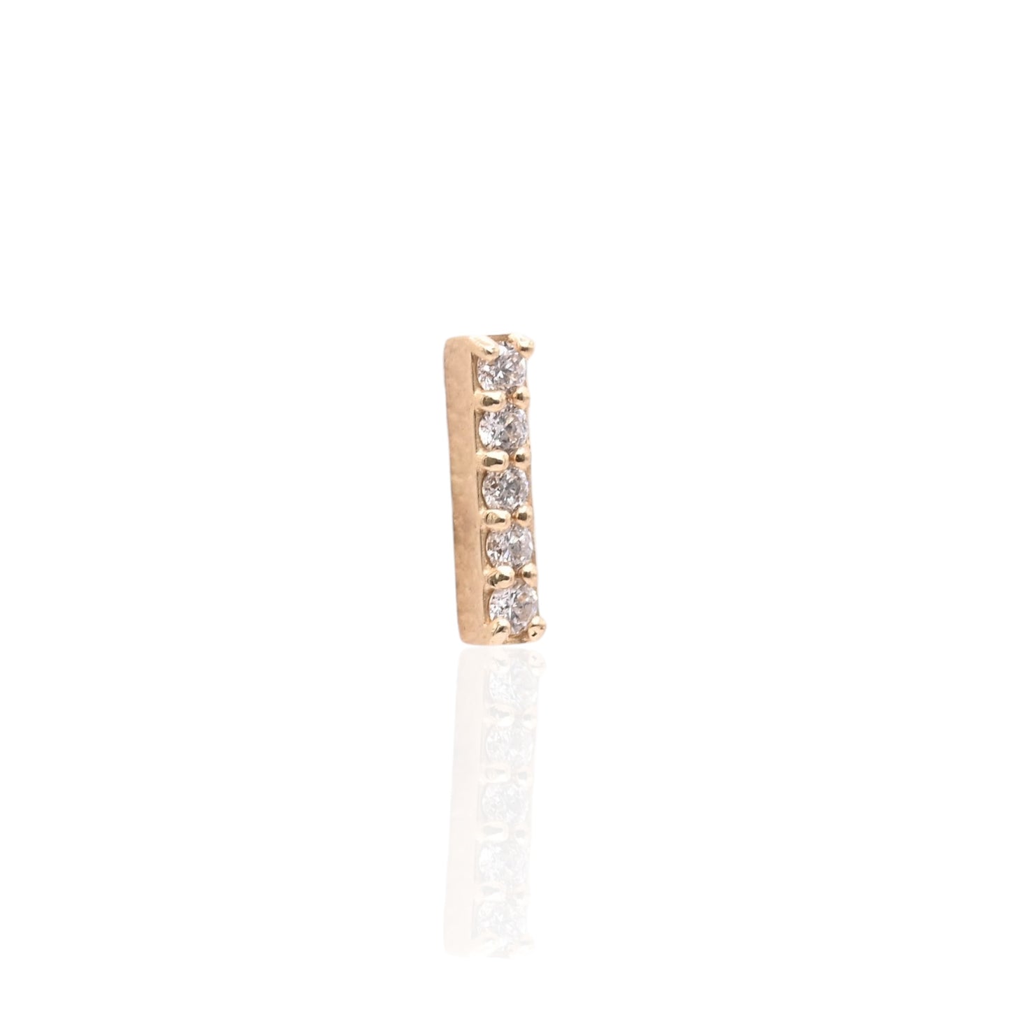 Diamond Bar Stud Earrings 14K Yellow Gold with Butterfly Backs 0.075cttw