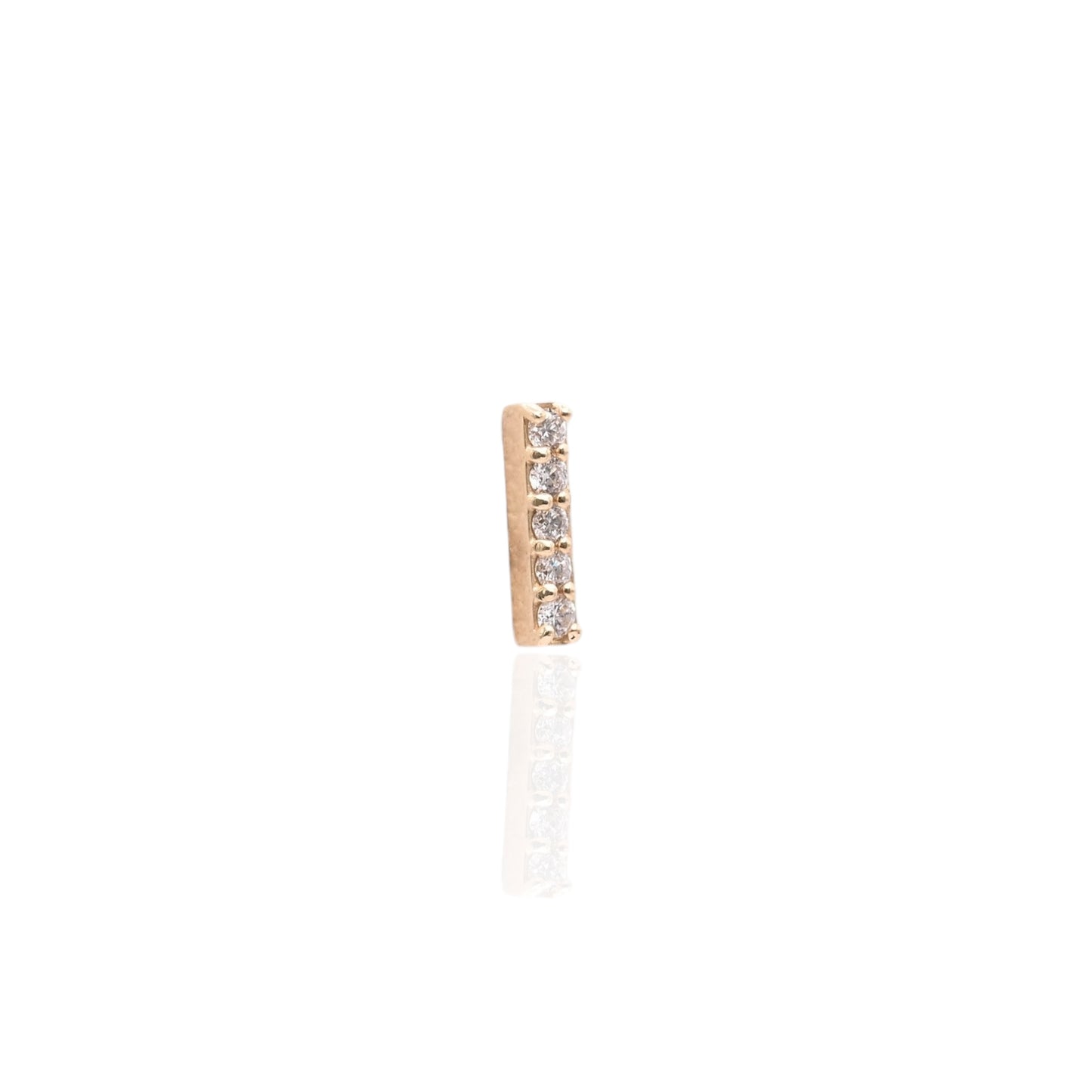 Diamond Bar Stud Earrings 14K Yellow Gold with Butterfly Backs 0.075cttw