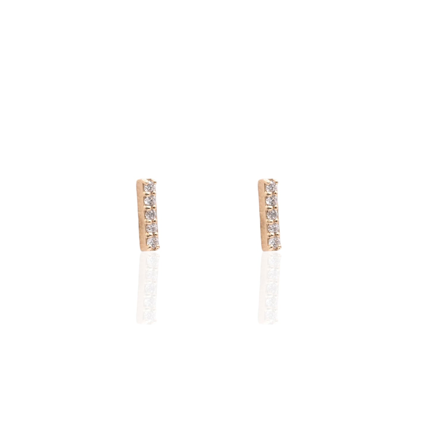 Diamond Bar Stud Earrings 14K Yellow Gold with Butterfly Backs 0.075cttw
