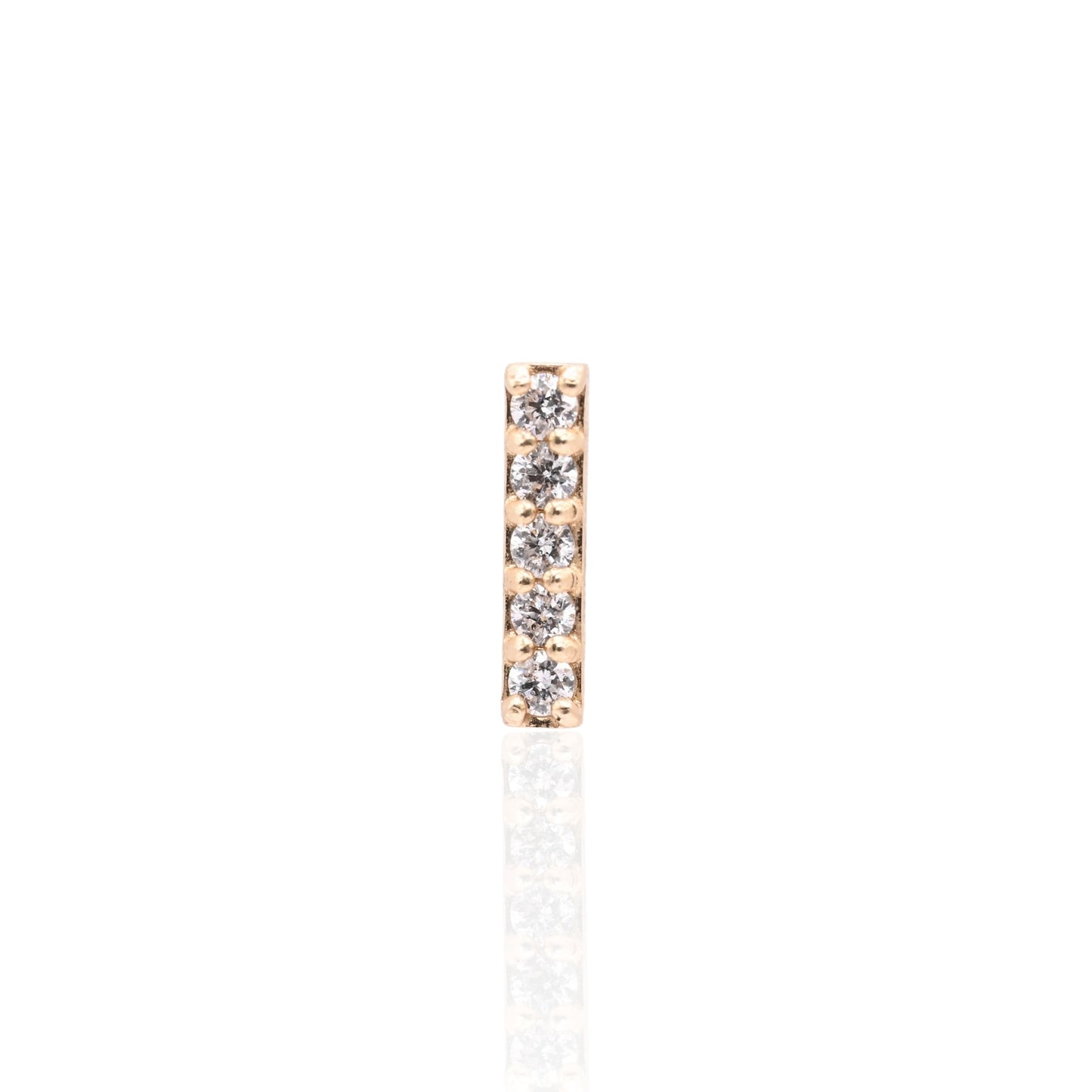 Diamond Bar Stud Earrings 14K Yellow Gold with Butterfly Backs 0.075cttw