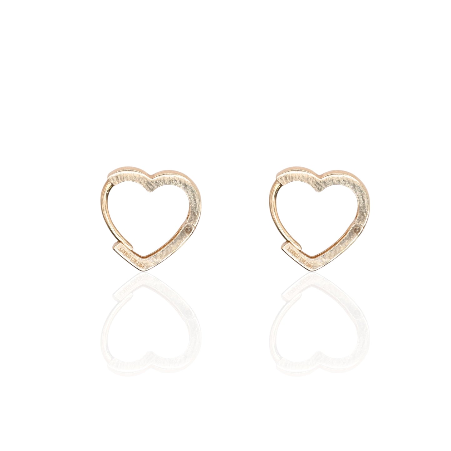 Heart Hoop Earrings 14K Yellow Gold 2.05mm Thick/13.88mm x 13.44mm Diameter