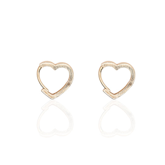 Heart Hoop Earrings 14K Yellow Gold 2.05mm Thick/13.88mm x 13.44mm Diameter