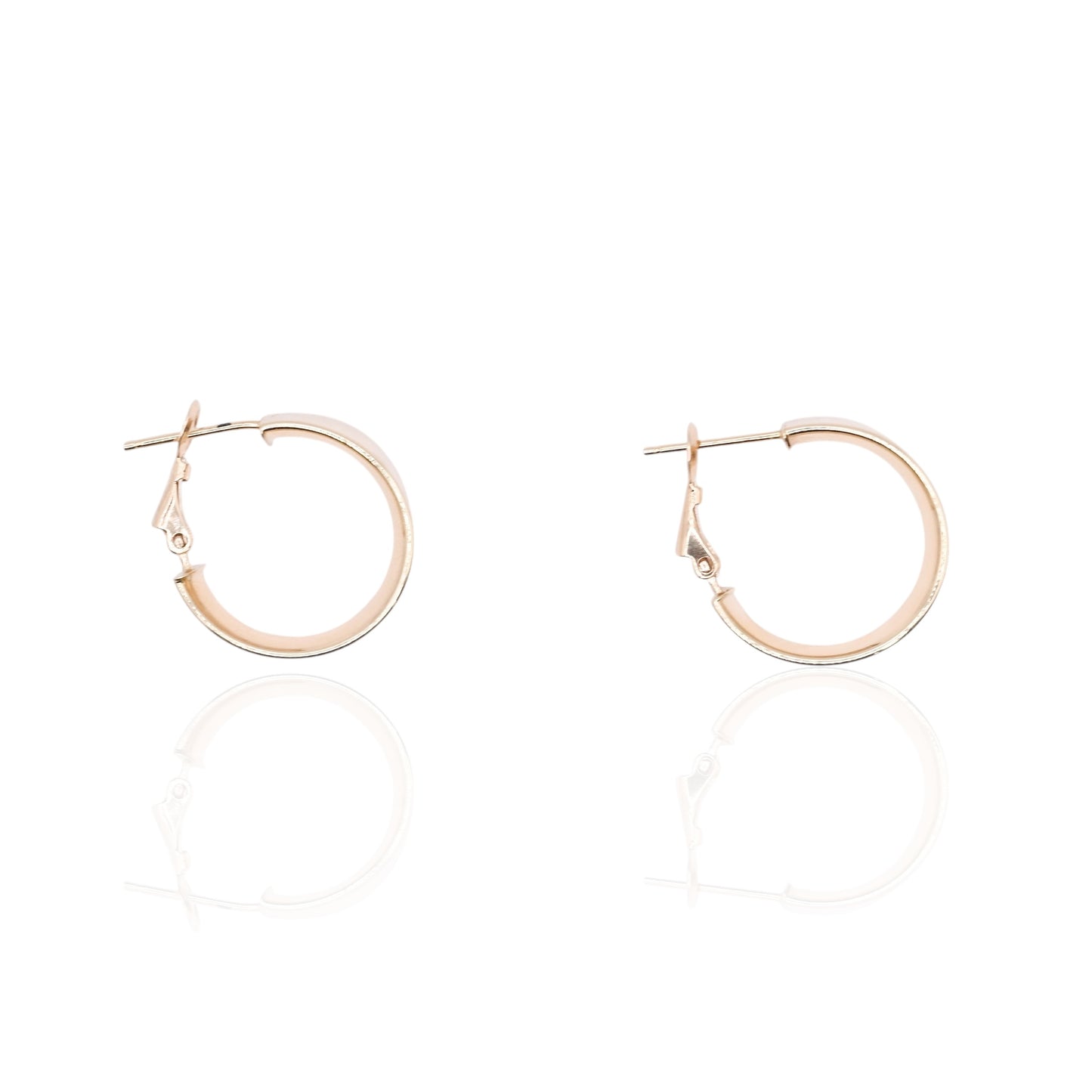Omega Back Flat Hoop Earrings 14K Yellow Gold 7.58mm Thick/22.64mm Diameter