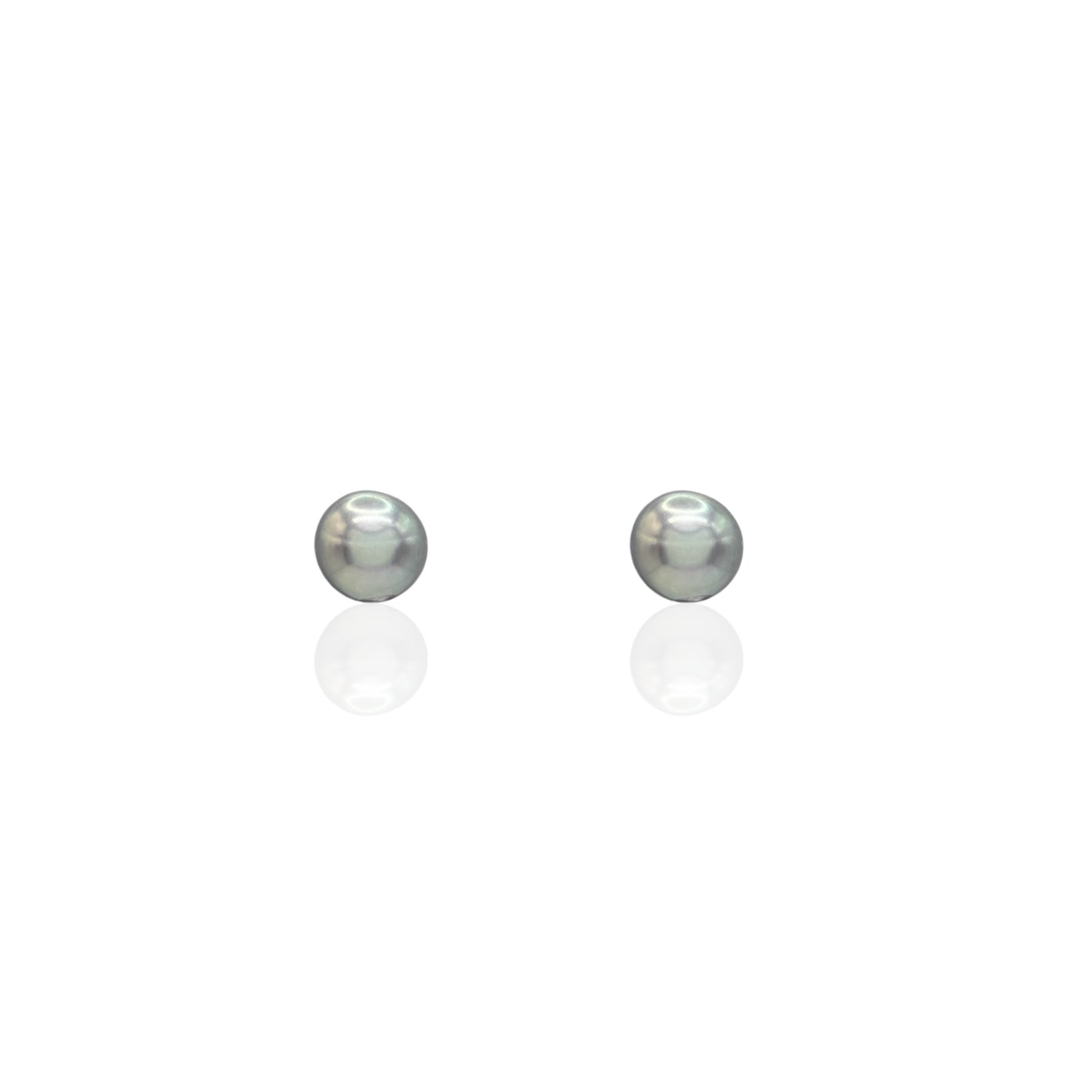 7mm Tahitian Pearl Stud Earrings 14K White Gold with Butterfly Backs