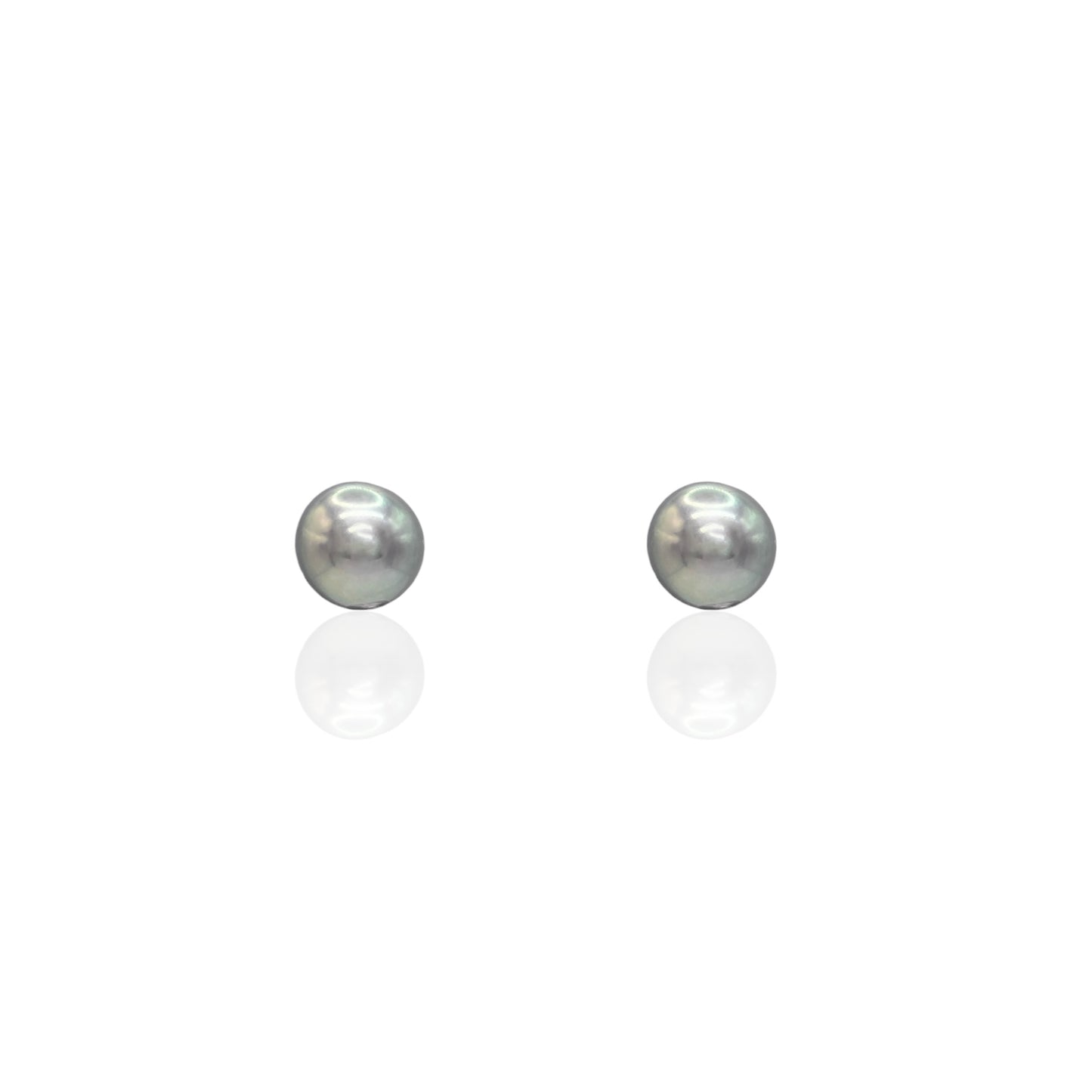 7mm Tahitian Pearl Stud Earrings 14K White Gold with Butterfly Backs