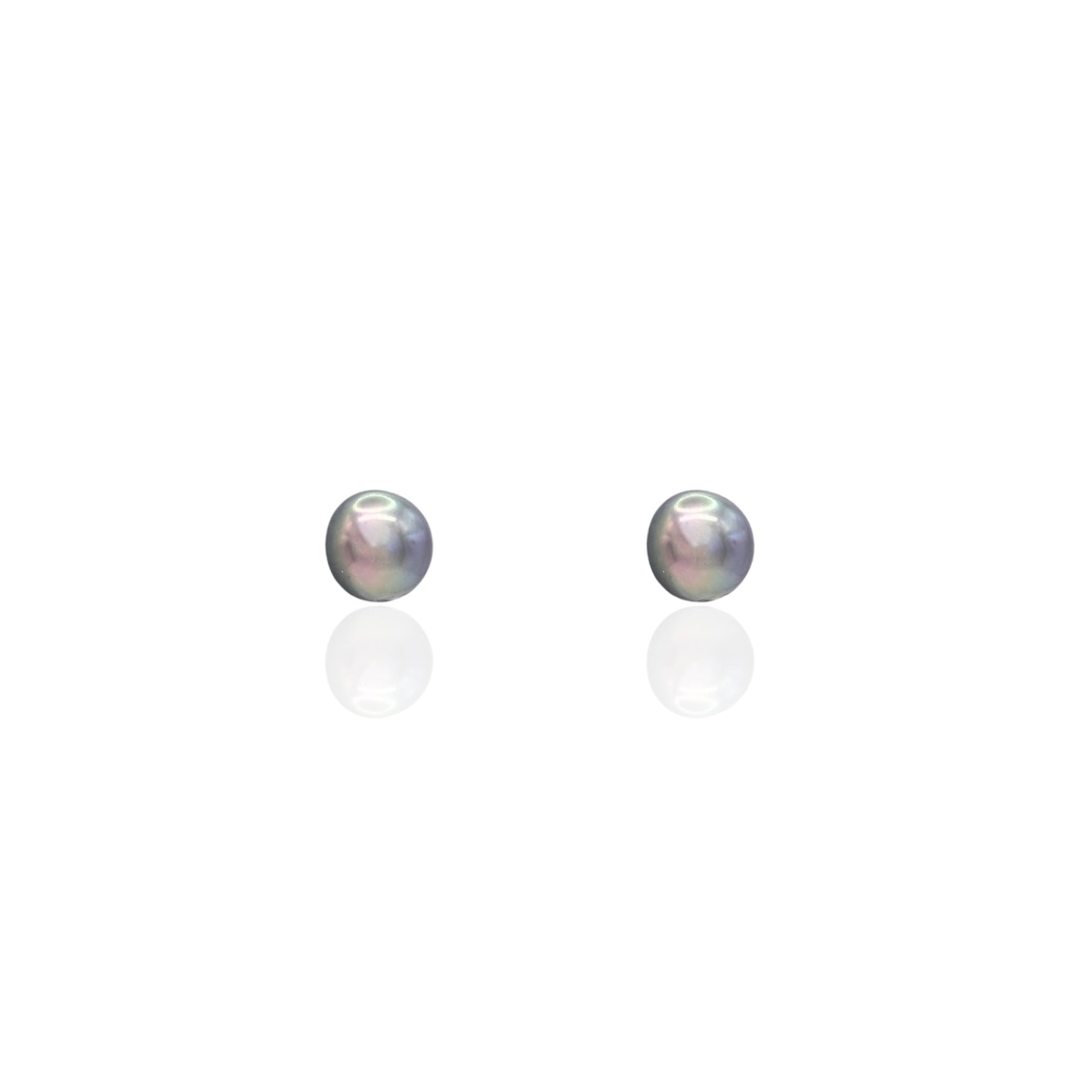 7mm Tahitian Pearl Stud Earrings 14K White Gold with Butterfly Backs