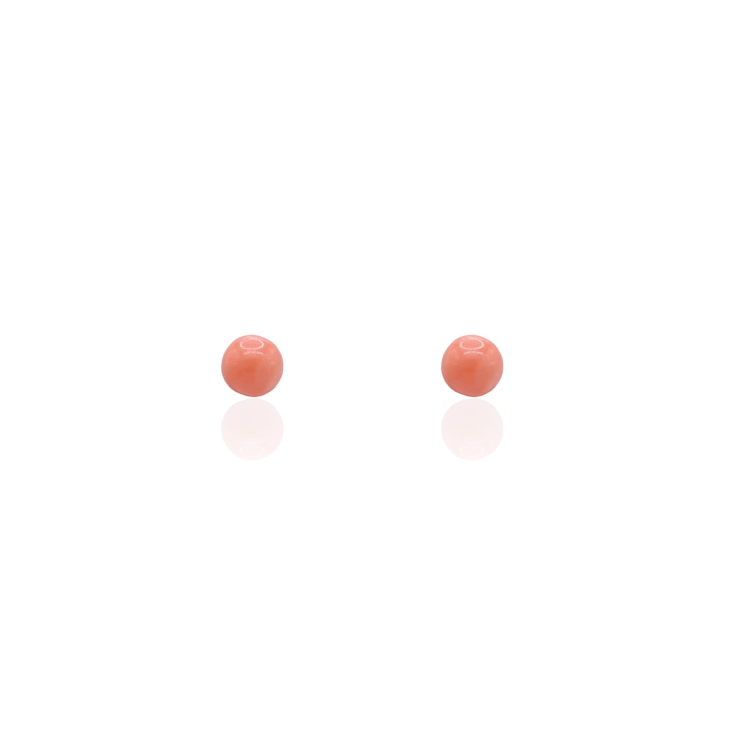 5mm Red Coral Stud Earrings 14K Yellow Gold
