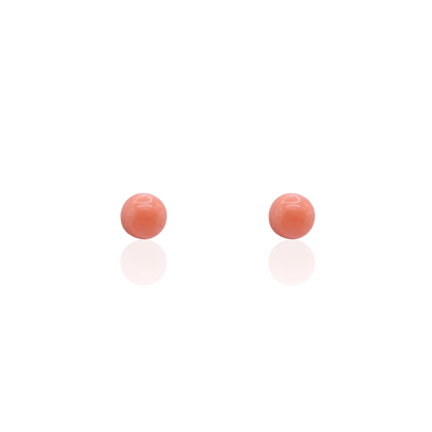 5mm Red Coral Stud Earrings 14K Yellow Gold
