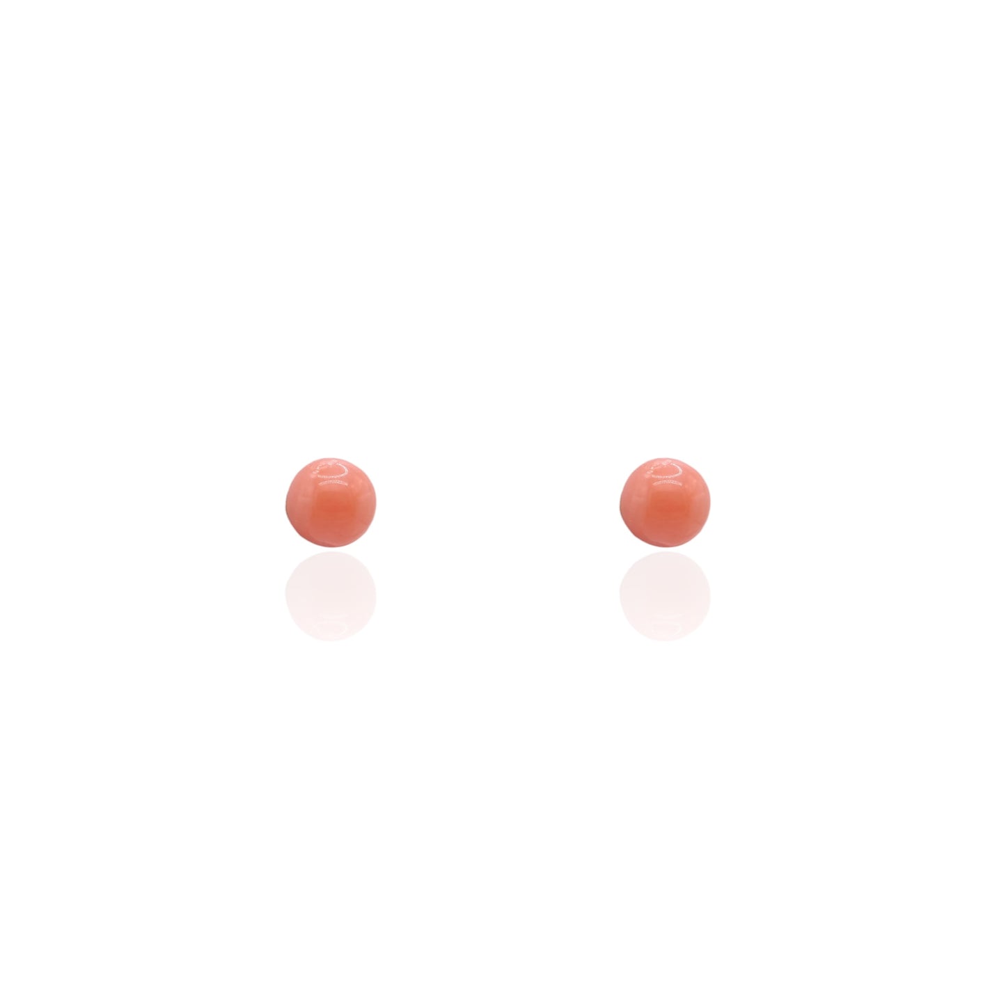 5mm Red Coral Stud Earrings 14K Yellow Gold