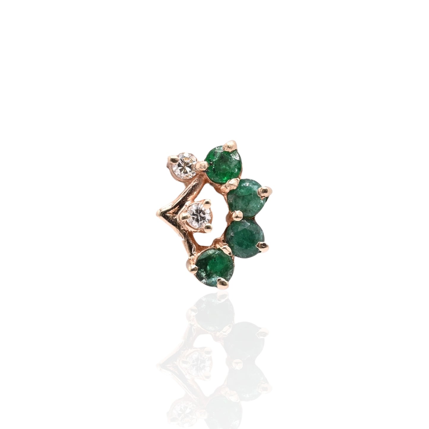 Emerald and Diamond Fan Earrings 14K Yellow Gold 0.48cttw Emeralds/0.06cttw Diamonds