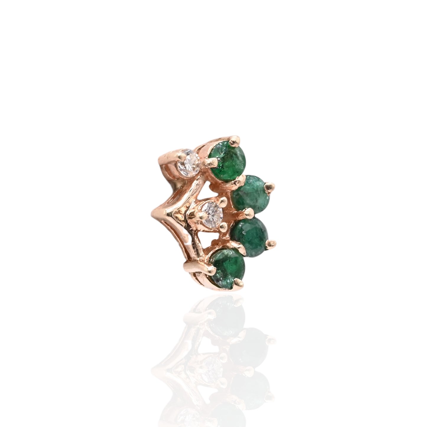 Emerald and Diamond Fan Earrings 14K Yellow Gold 0.48cttw Emeralds/0.06cttw Diamonds