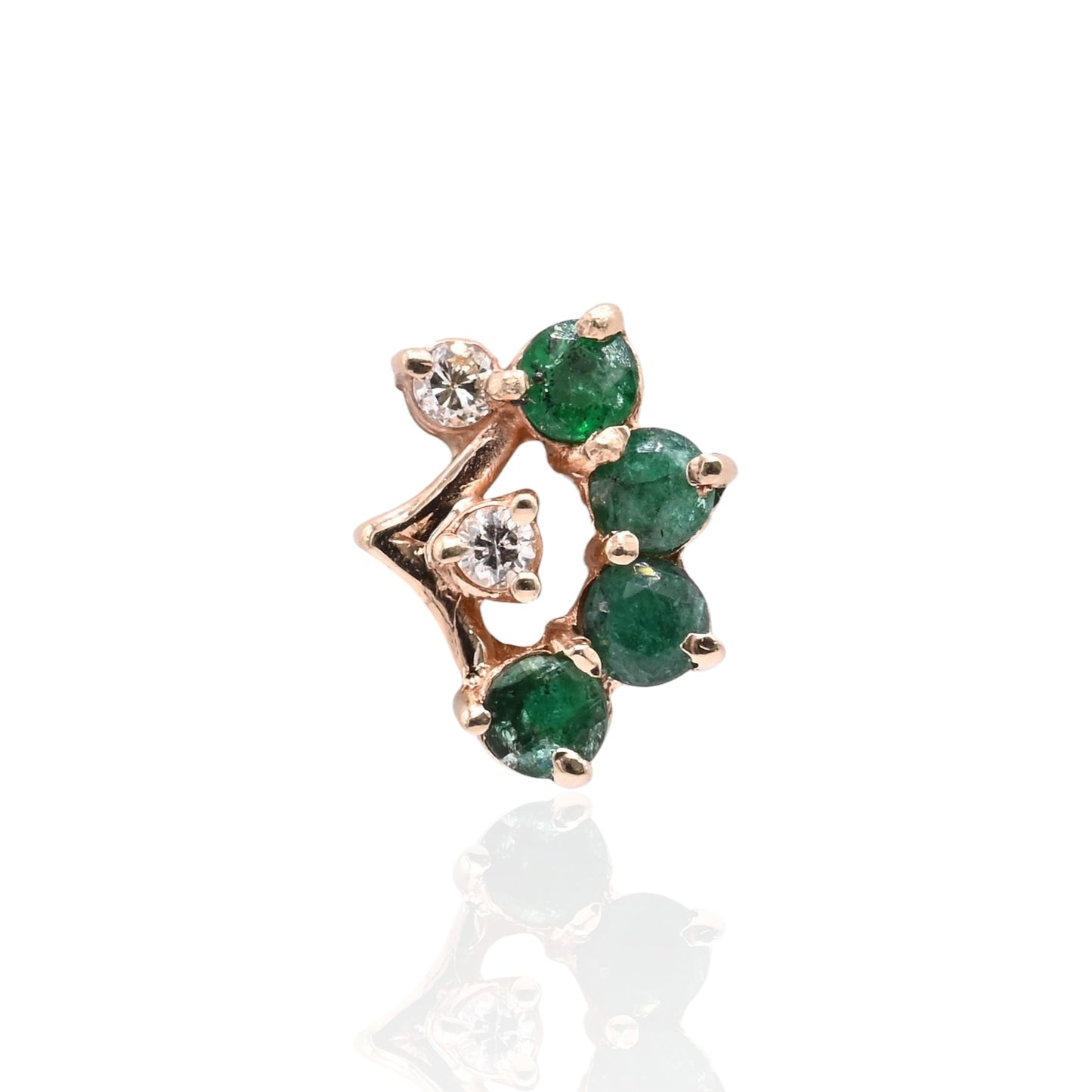 Emerald and Diamond Fan Earrings 14K Yellow Gold 0.48cttw Emeralds/0.06cttw Diamonds