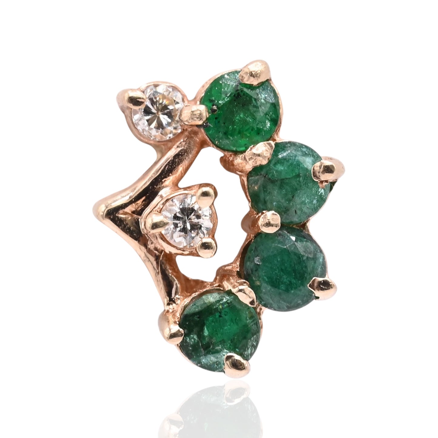 Emerald and Diamond Fan Earrings 14K Yellow Gold 0.48cttw Emeralds/0.06cttw Diamonds