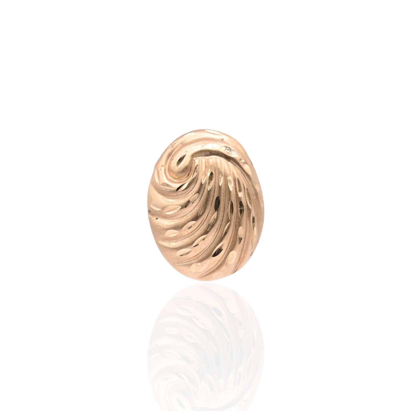 Lightweight Swirled Diamond Cut Oval Earrings 14K Yellow Gold