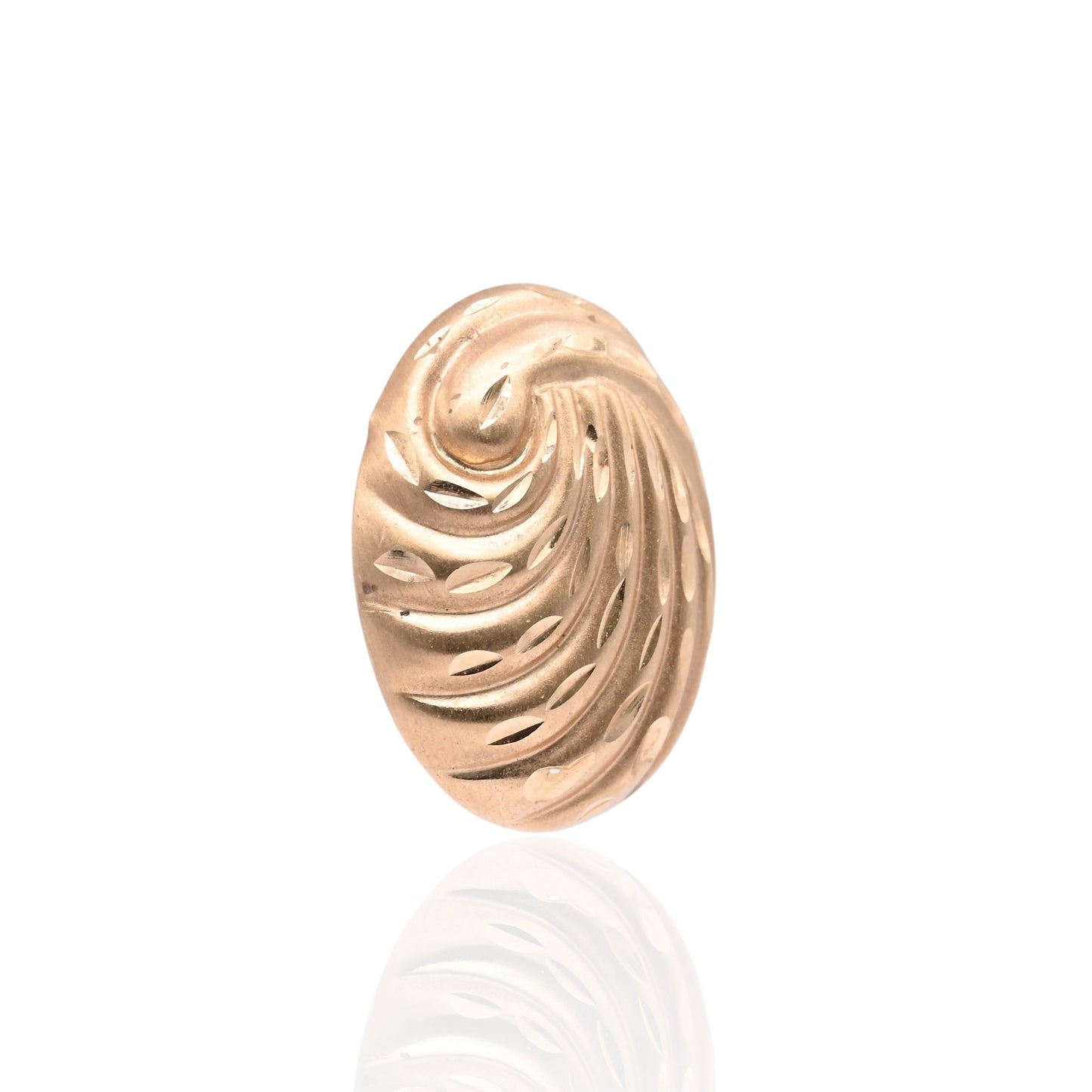 Lightweight Swirled Diamond Cut Oval Earrings 14K Yellow Gold