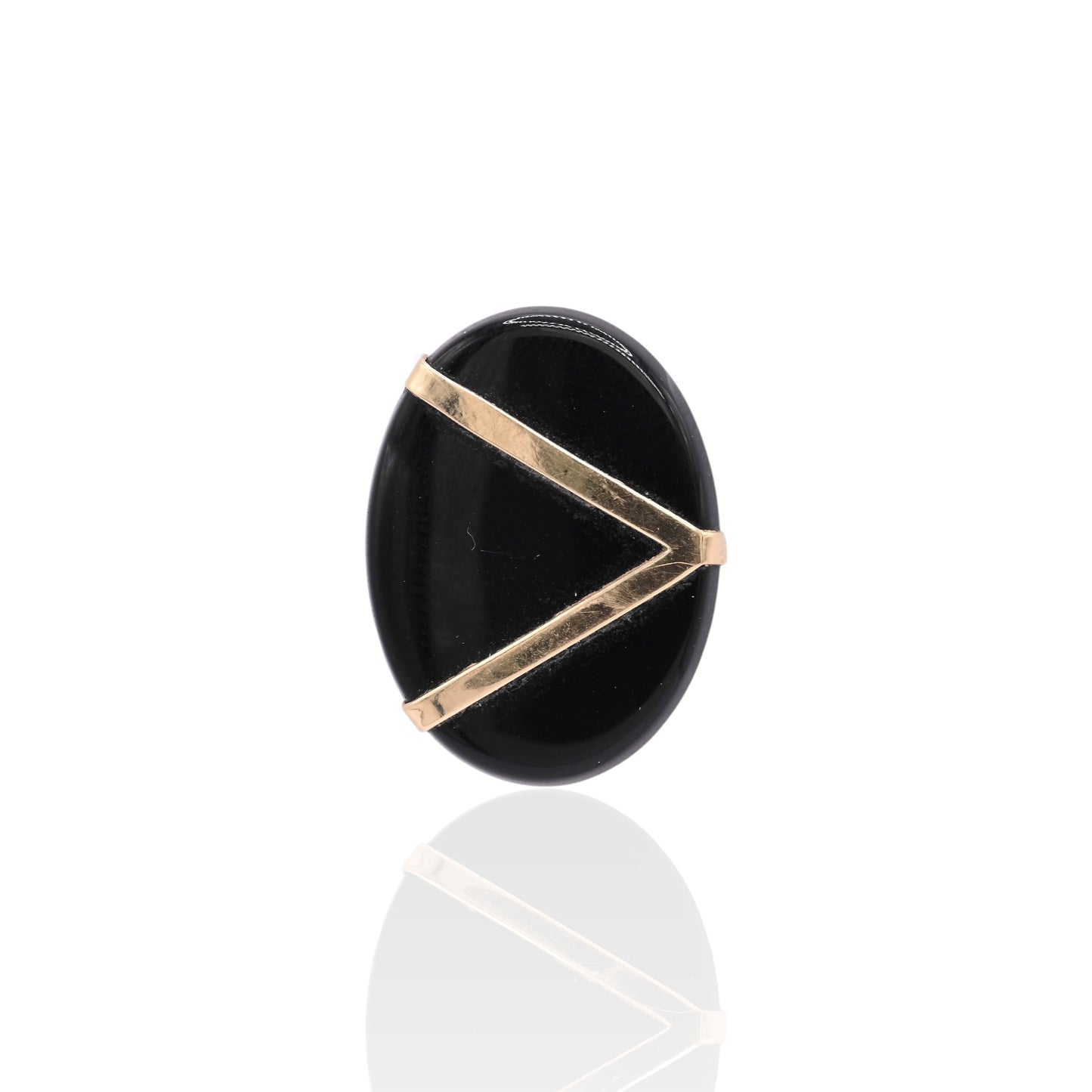 Oval Onyx Geometric Earrings 14K Yellow Gold