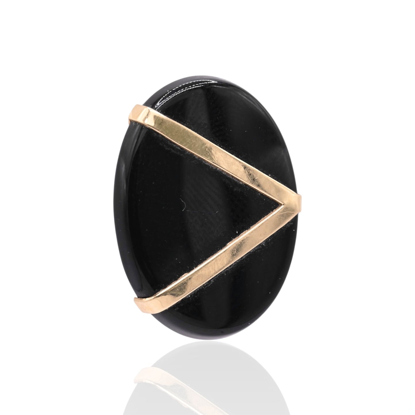 Oval Onyx Geometric Earrings 14K Yellow Gold