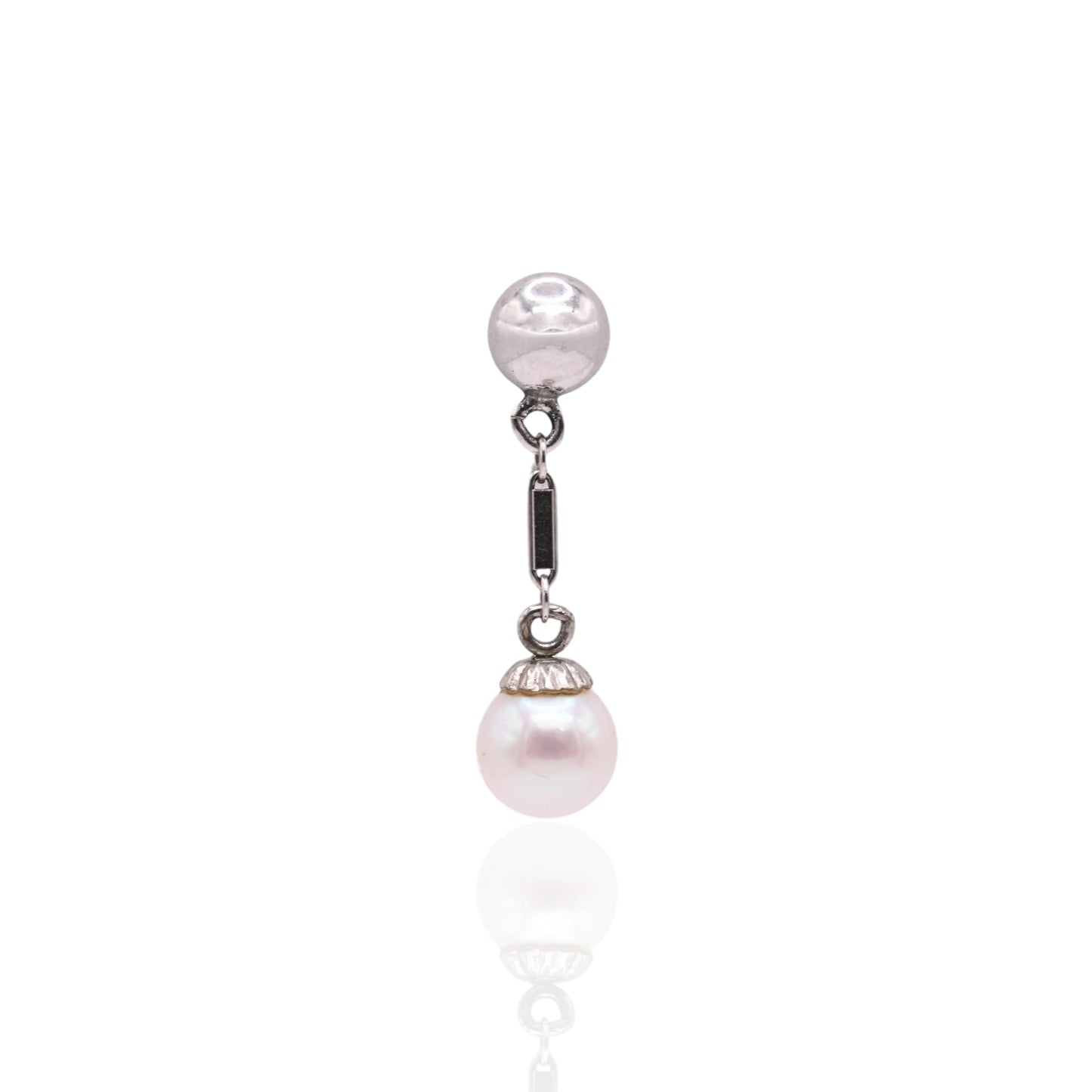 5mm Cultured Pearl Dangle Earrings 14K White Gold