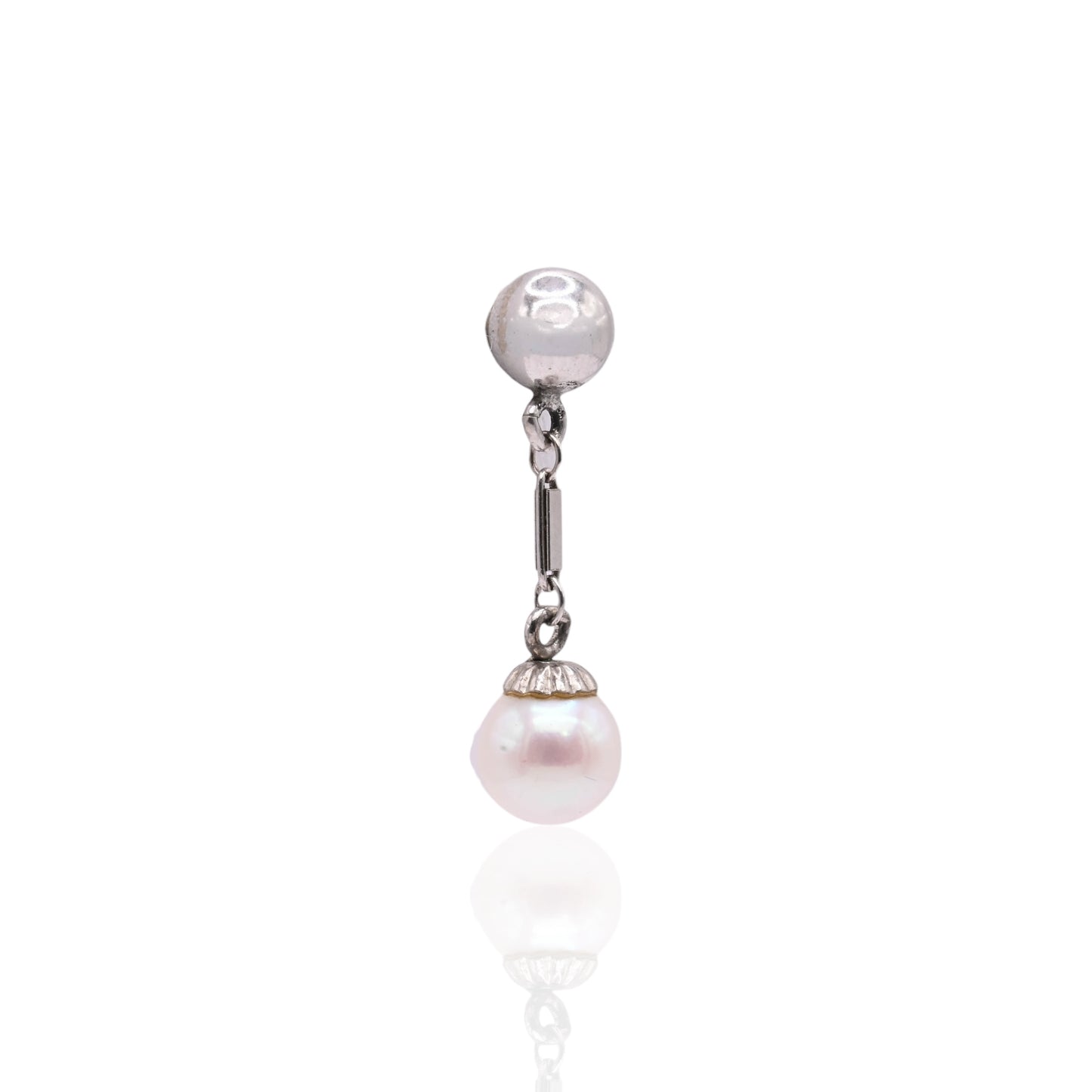 5mm Cultured Pearl Dangle Earrings 14K White Gold