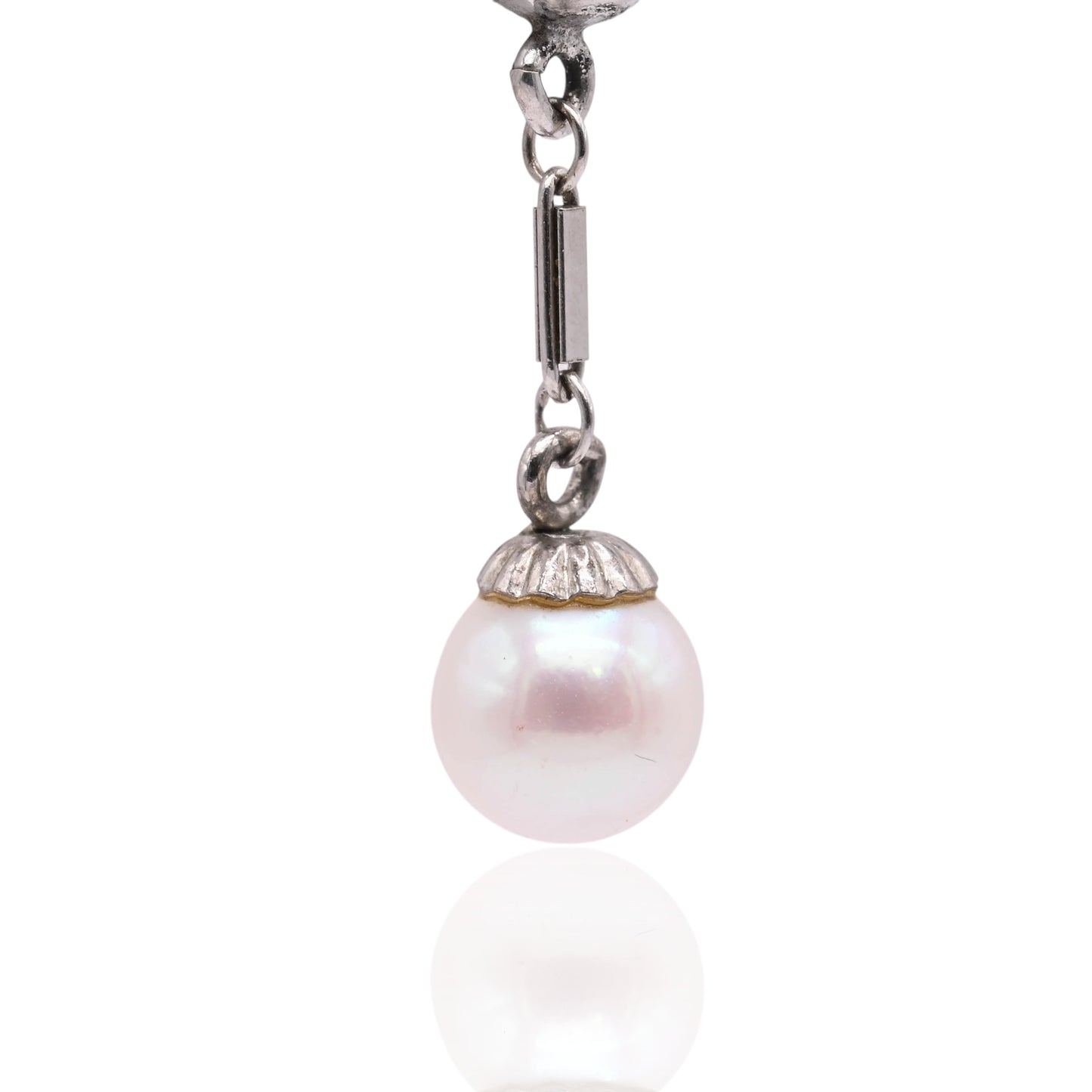 5mm Cultured Pearl Dangle Earrings 14K White Gold