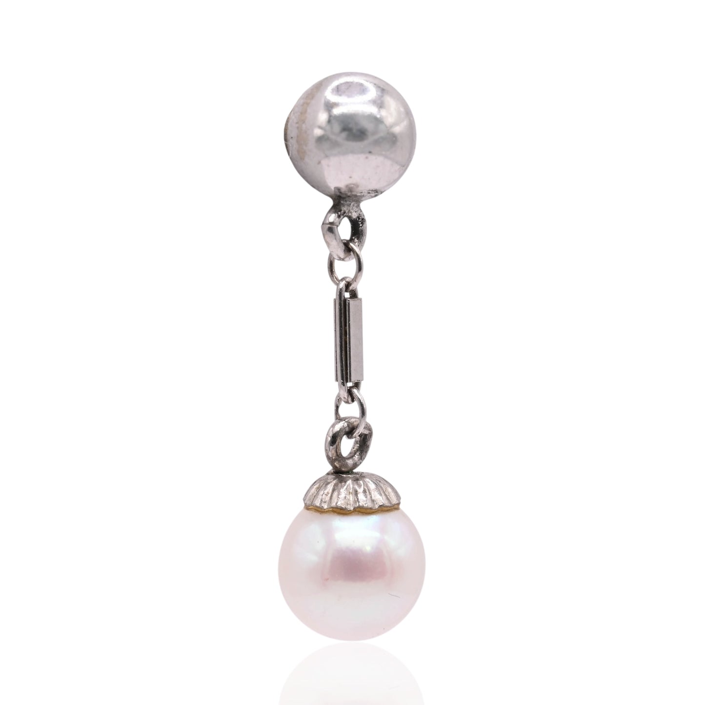 5mm Cultured Pearl Dangle Earrings 14K White Gold