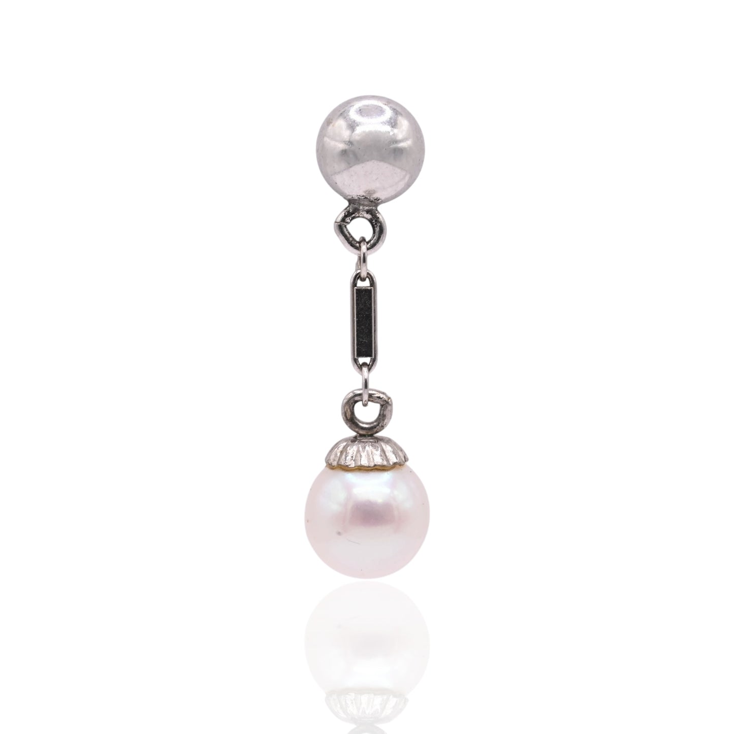 5mm Cultured Pearl Dangle Earrings 14K White Gold