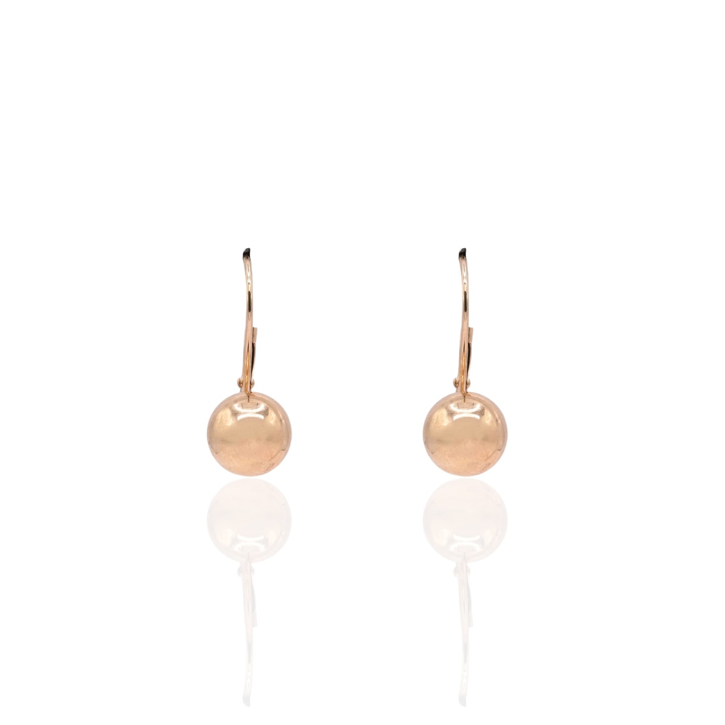 7mm Gold Ball Leverback Earrings 14K Yellow Gold