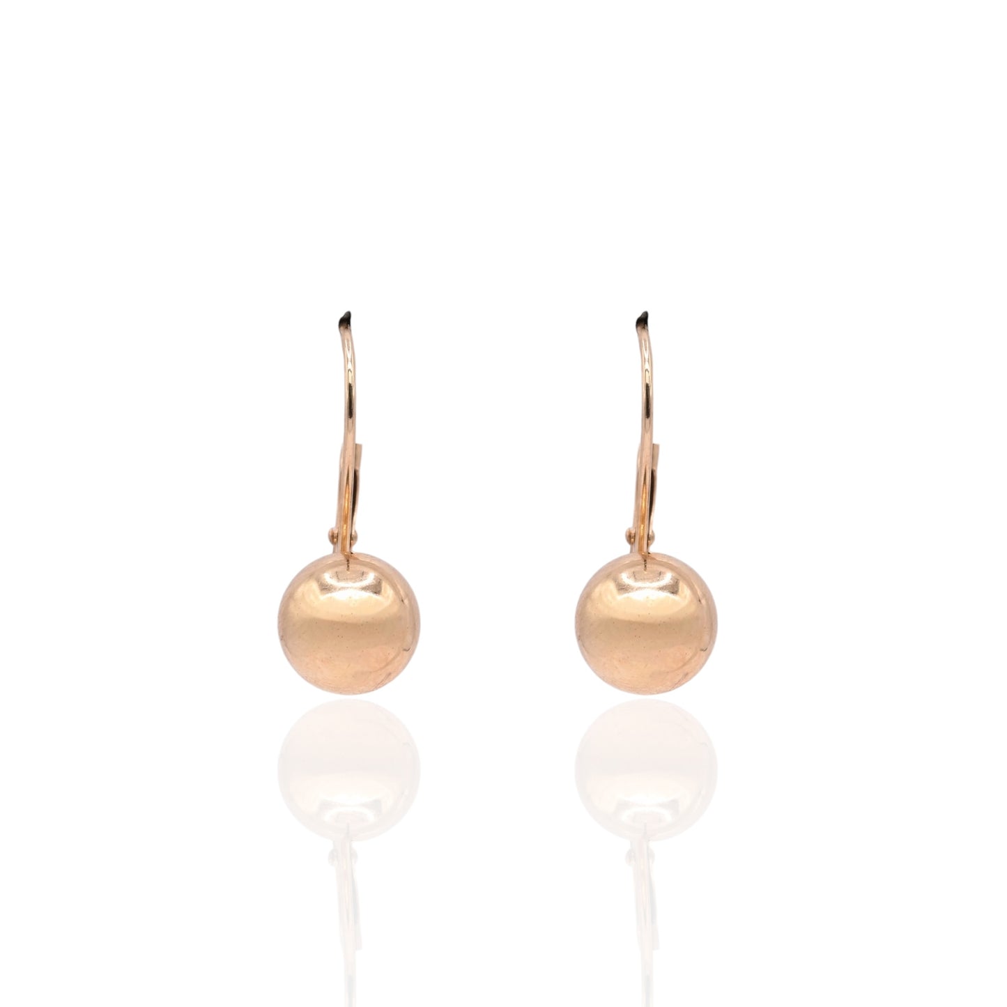 7mm Gold Ball Leverback Earrings 14K Yellow Gold
