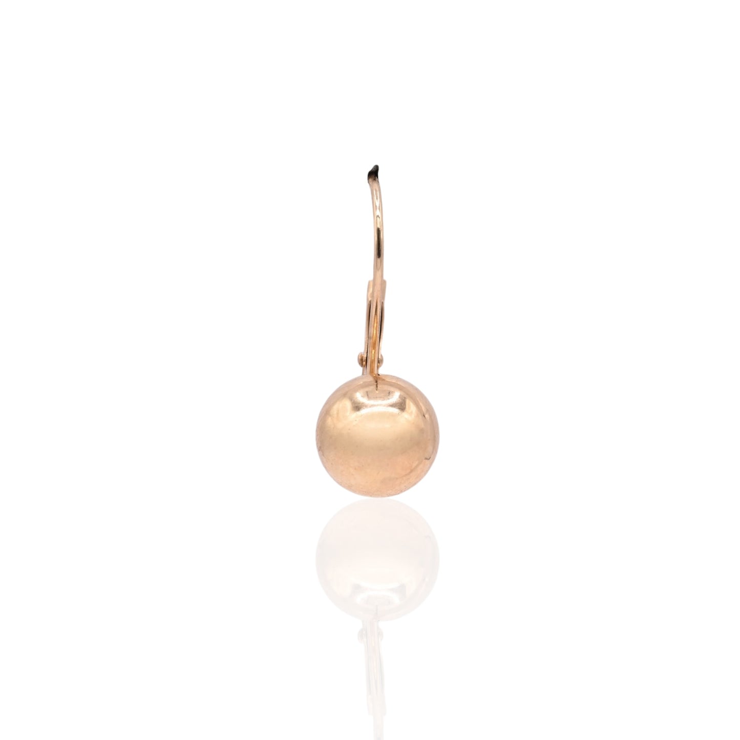 7mm Gold Ball Leverback Earrings 14K Yellow Gold