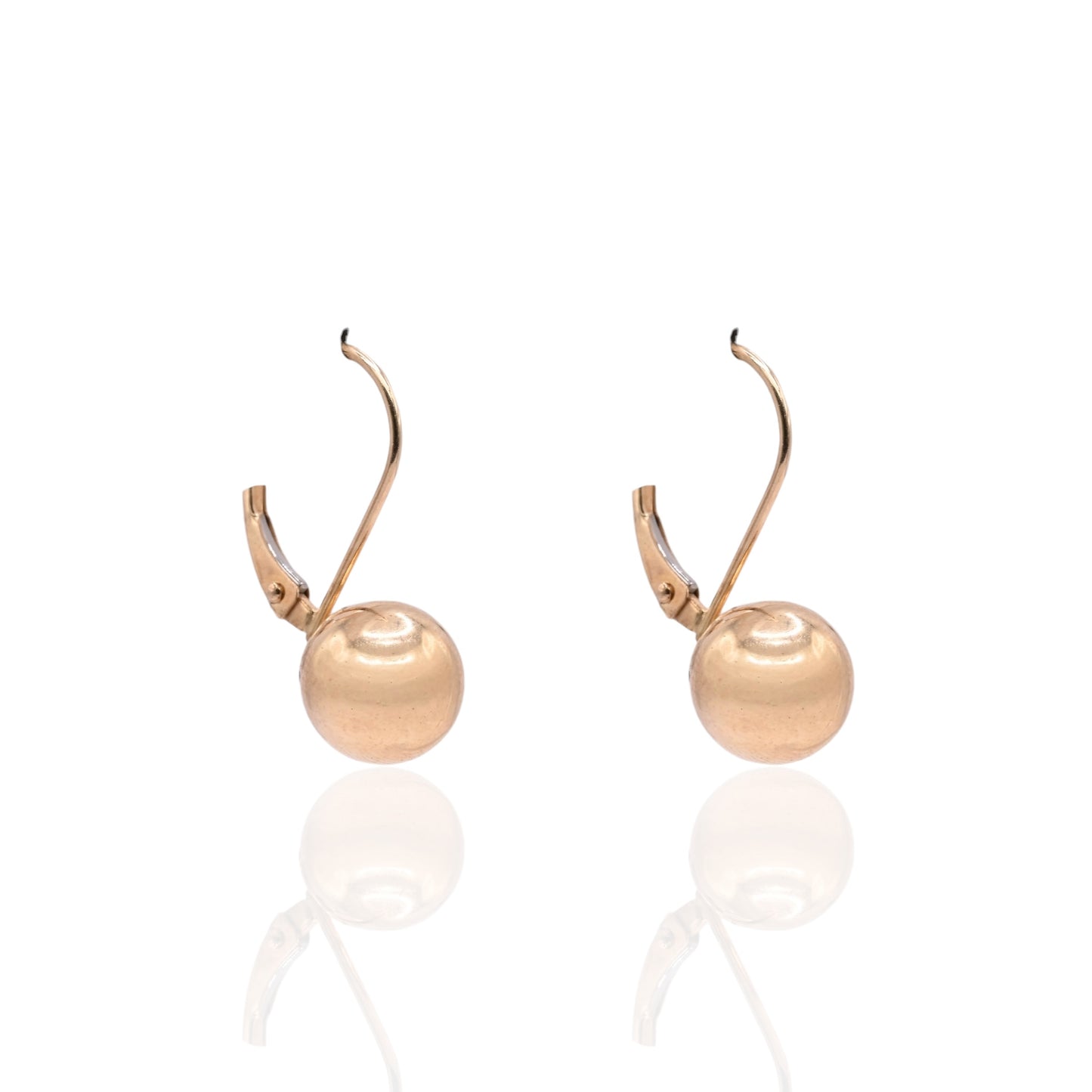 7mm Gold Ball Leverback Earrings 14K Yellow Gold