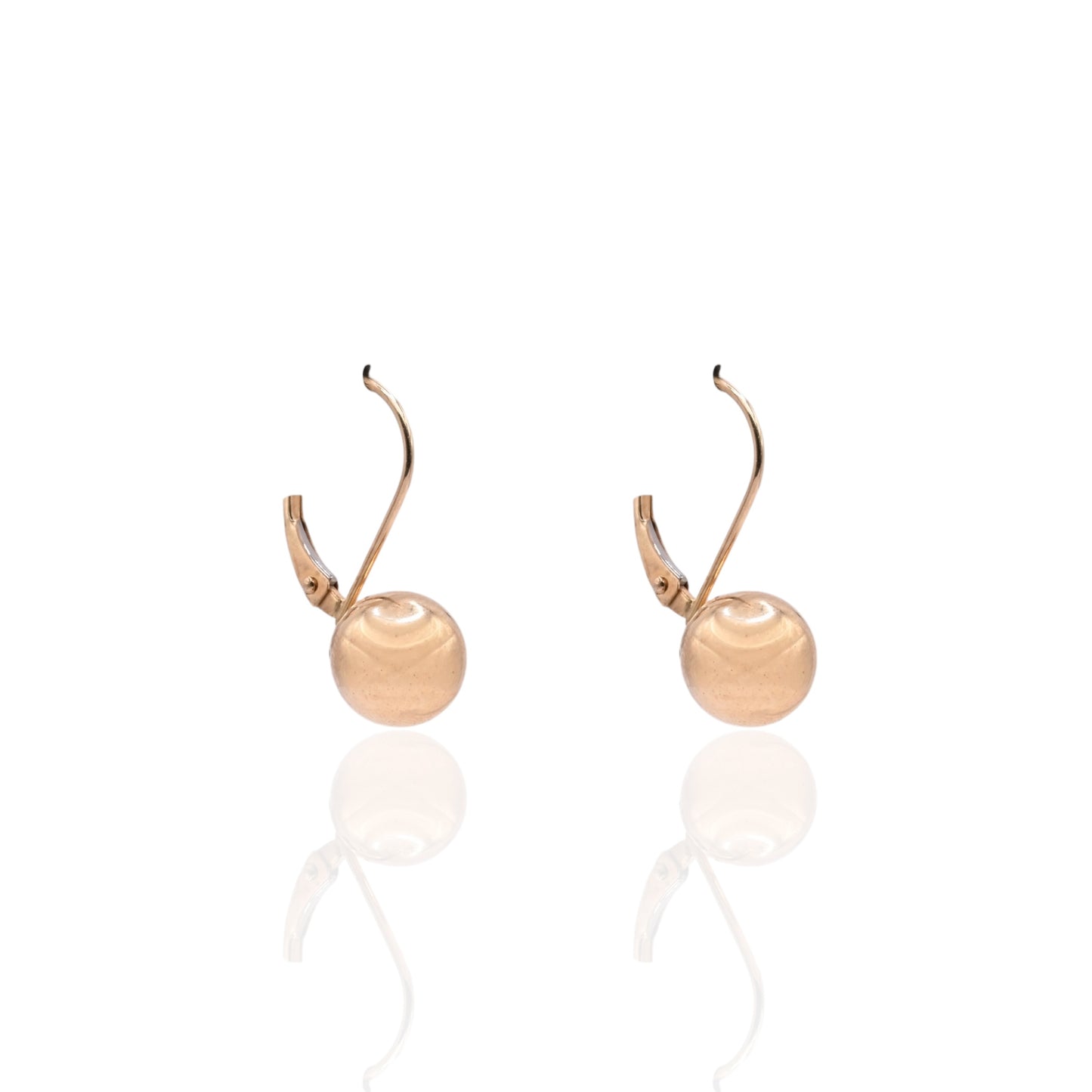 7mm Gold Ball Leverback Earrings 14K Yellow Gold