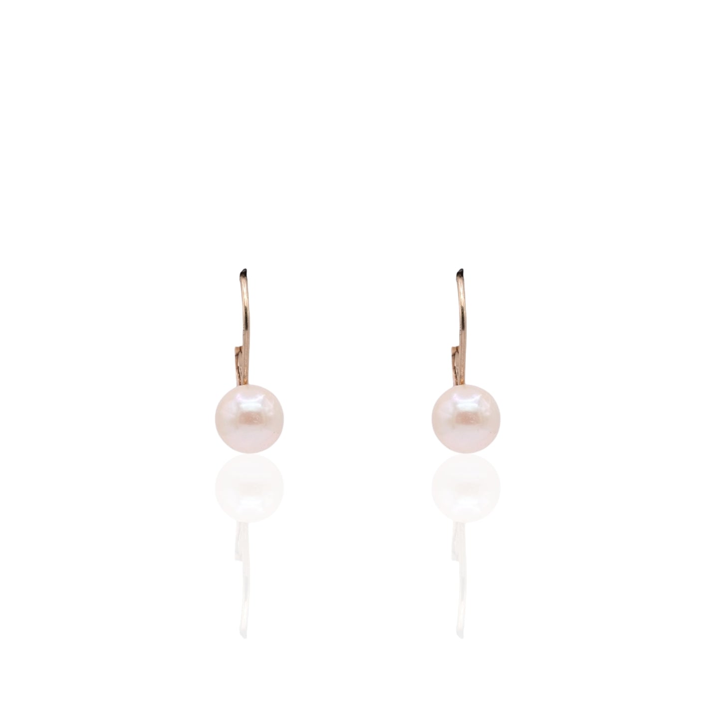 6mm Pearl Leverback Earrings 14K Yellow Gold