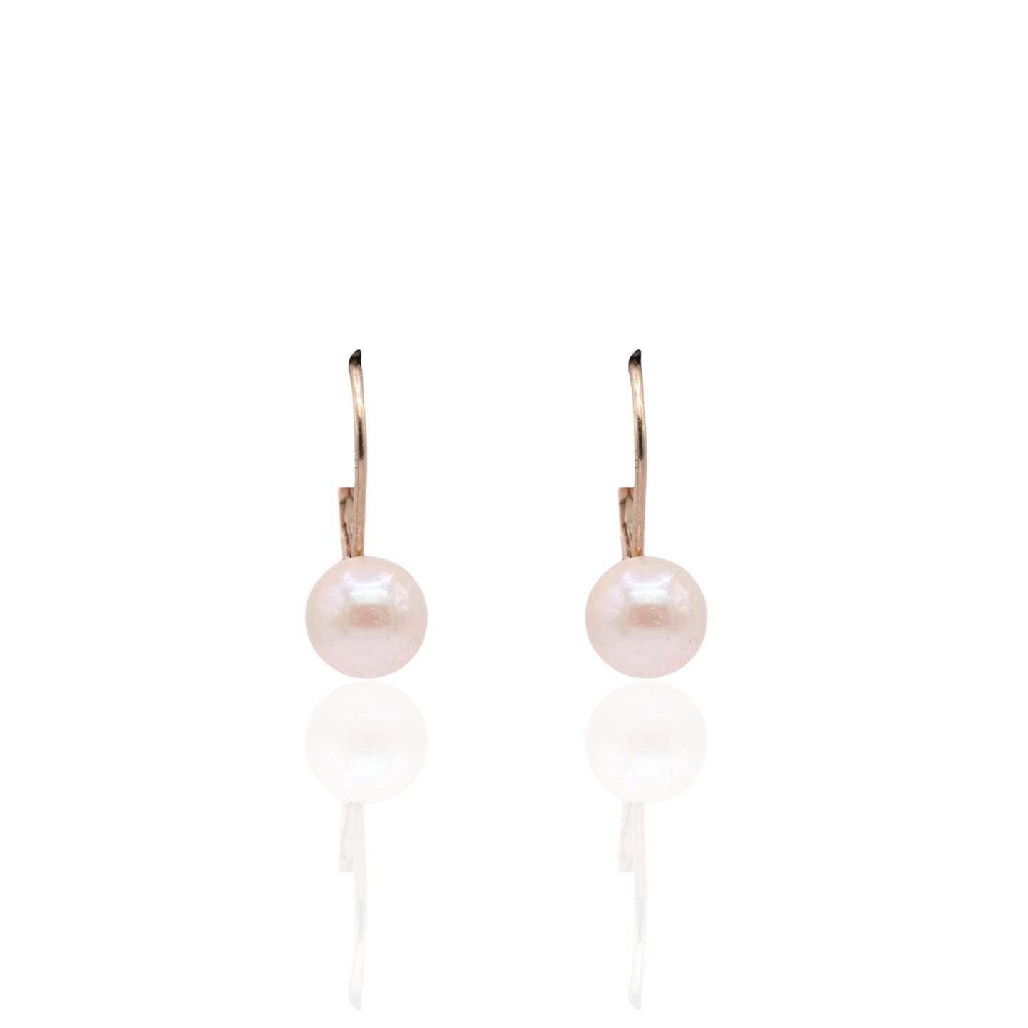 6mm Pearl Leverback Earrings 14K Yellow Gold