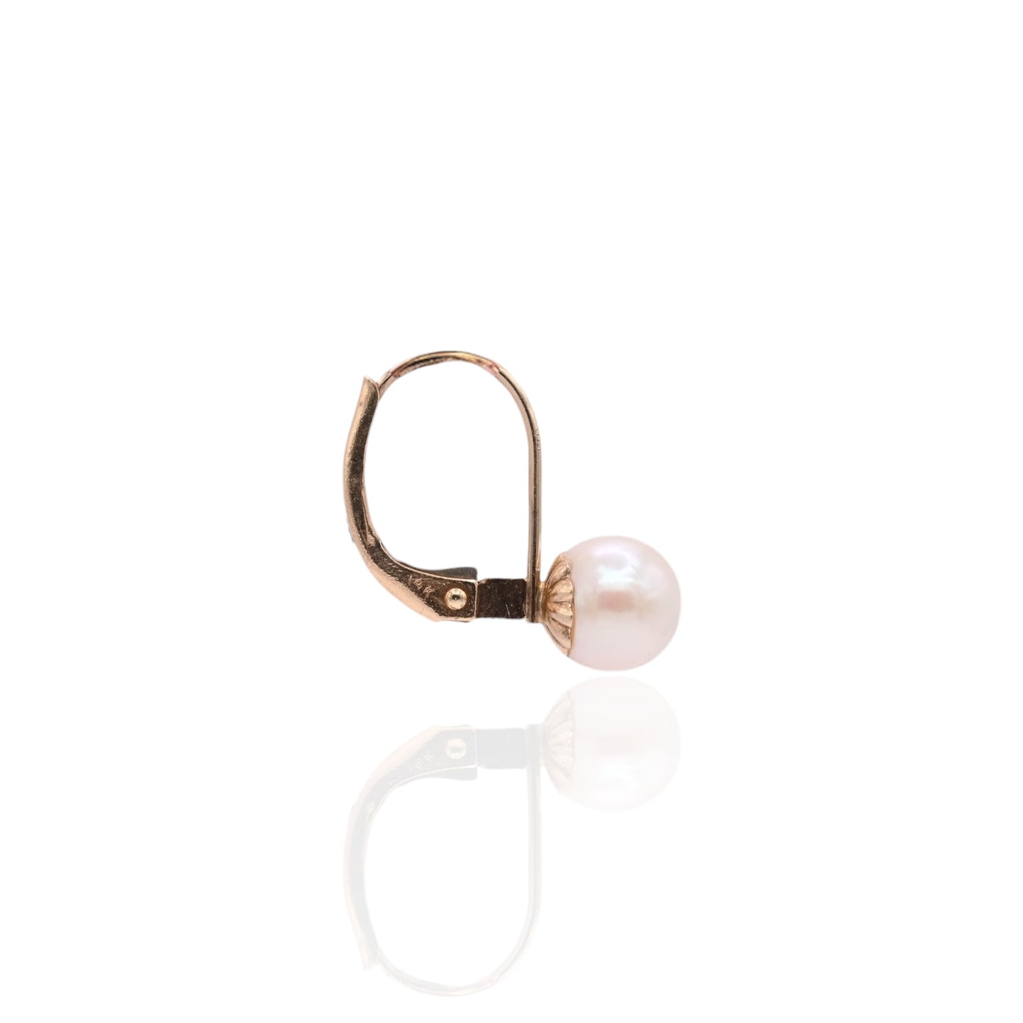 6mm Pearl Leverback Earrings 14K Yellow Gold