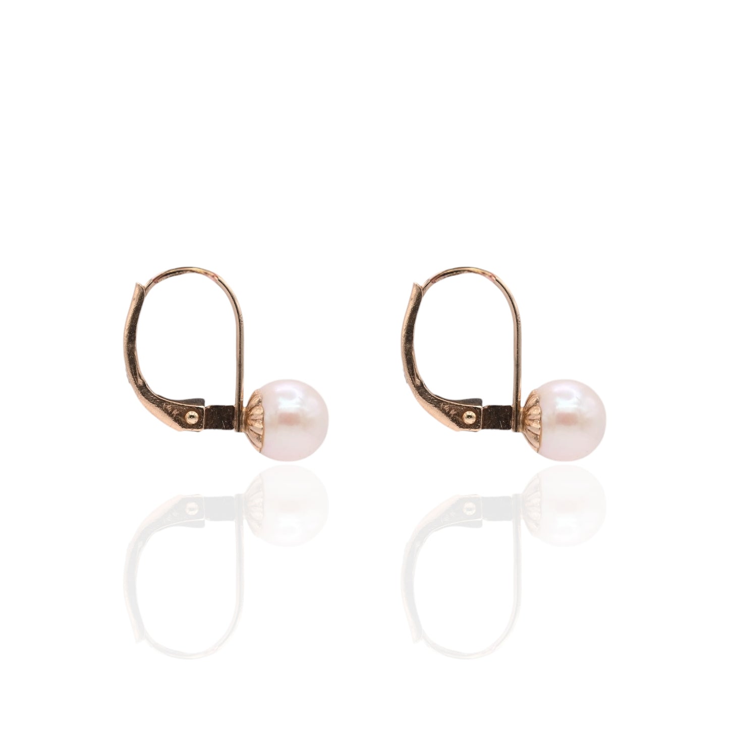 6mm Pearl Leverback Earrings 14K Yellow Gold
