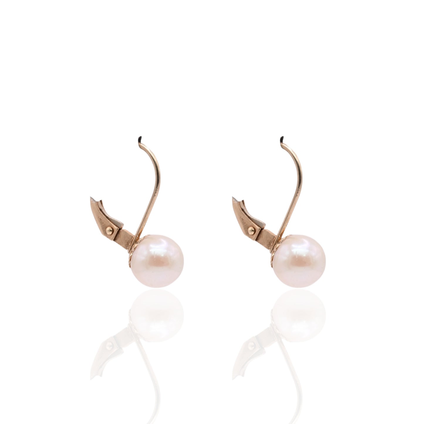 6mm Pearl Leverback Earrings 14K Yellow Gold