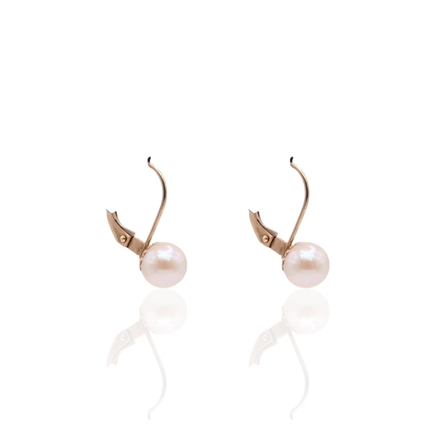 6mm Pearl Leverback Earrings 14K Yellow Gold