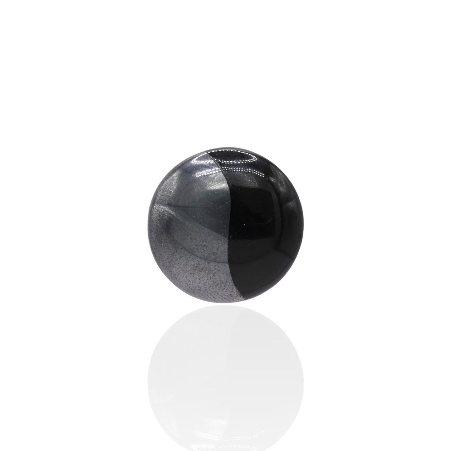 Round Onyx and Hematite Yin & Yang Split Earrings 14K Yellow Gold