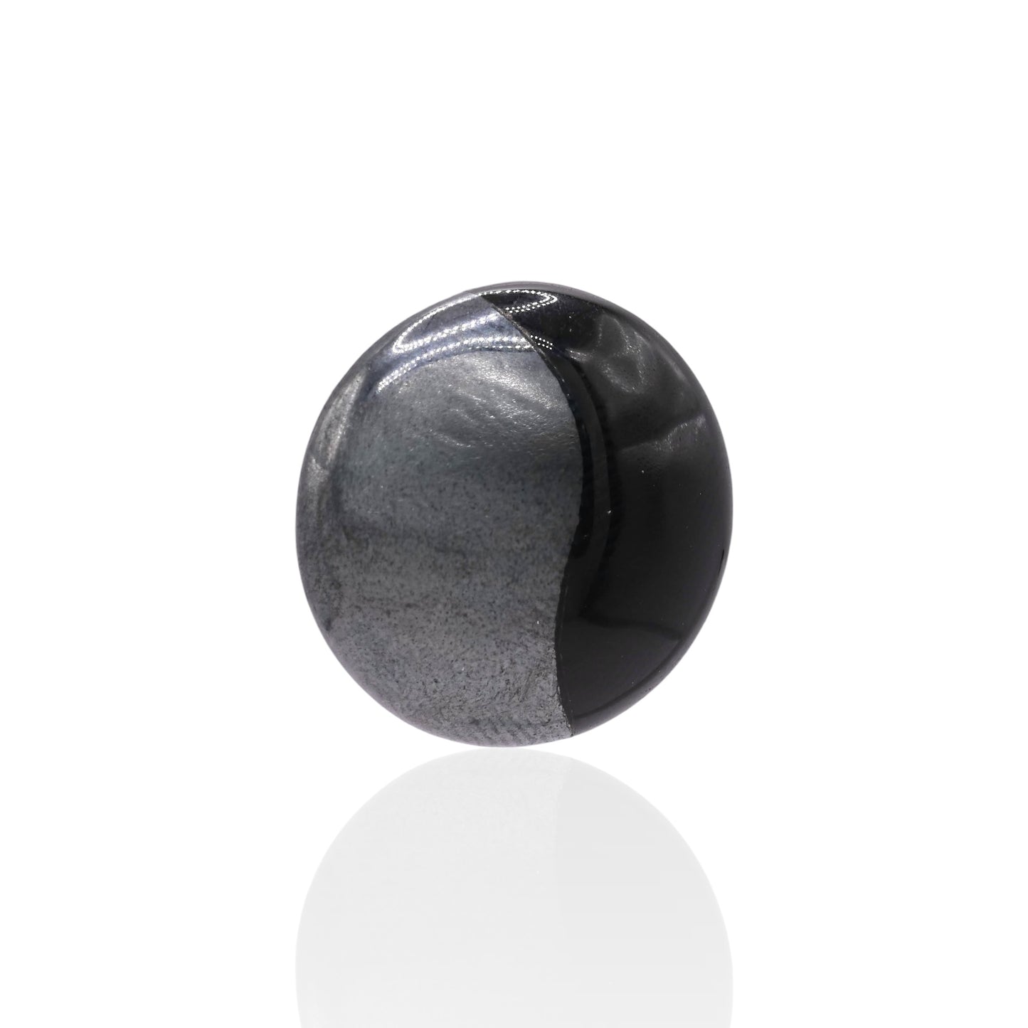 Round Onyx and Hematite Yin & Yang Split Earrings 14K Yellow Gold