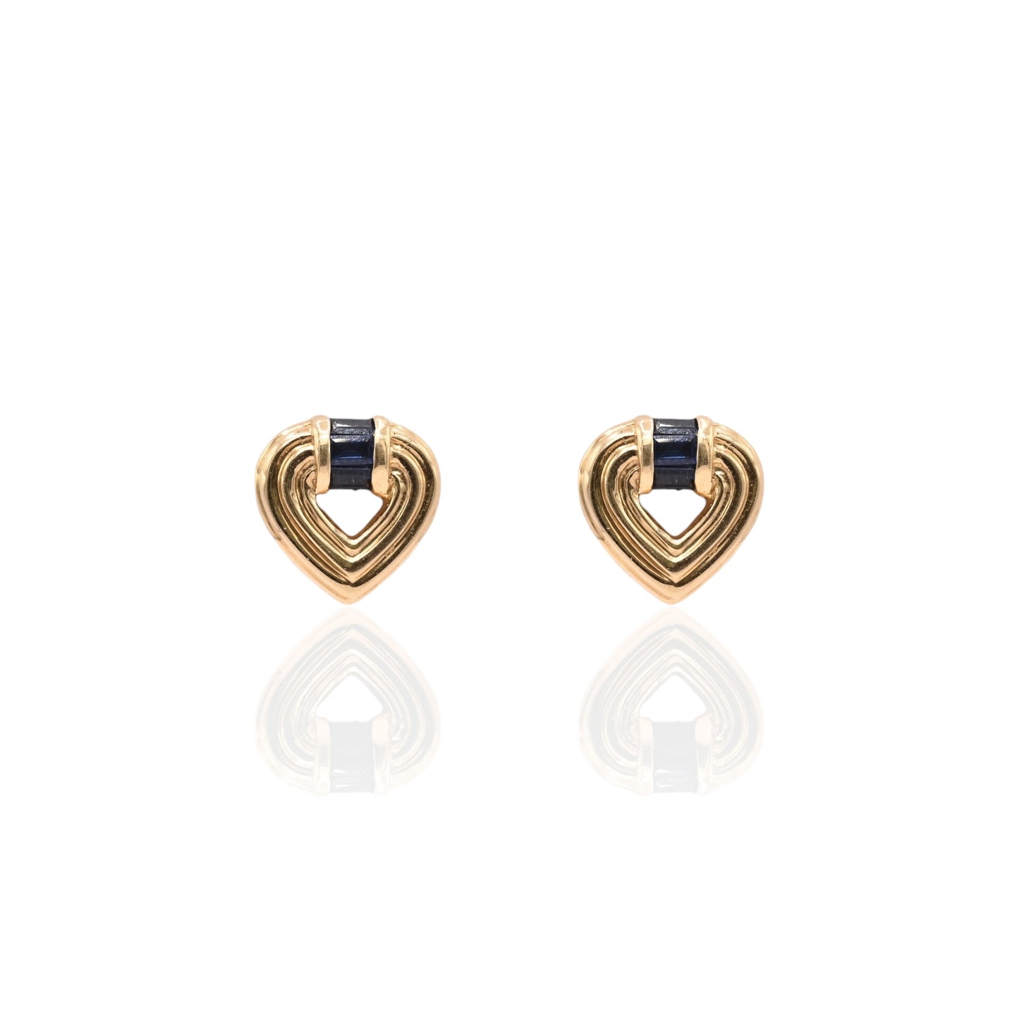 Sapphire-Embellished Heart Earrings 18K Yellow Gold 0.60cttw