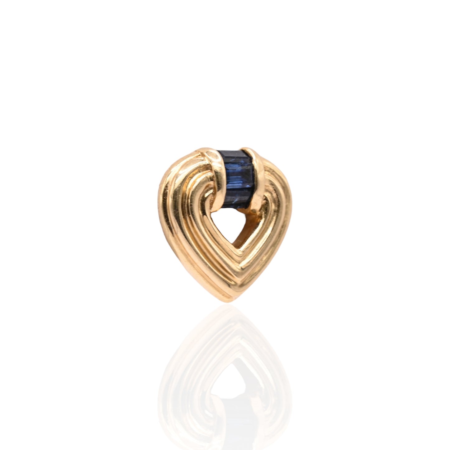 Sapphire-Embellished Heart Earrings 18K Yellow Gold 0.60cttw